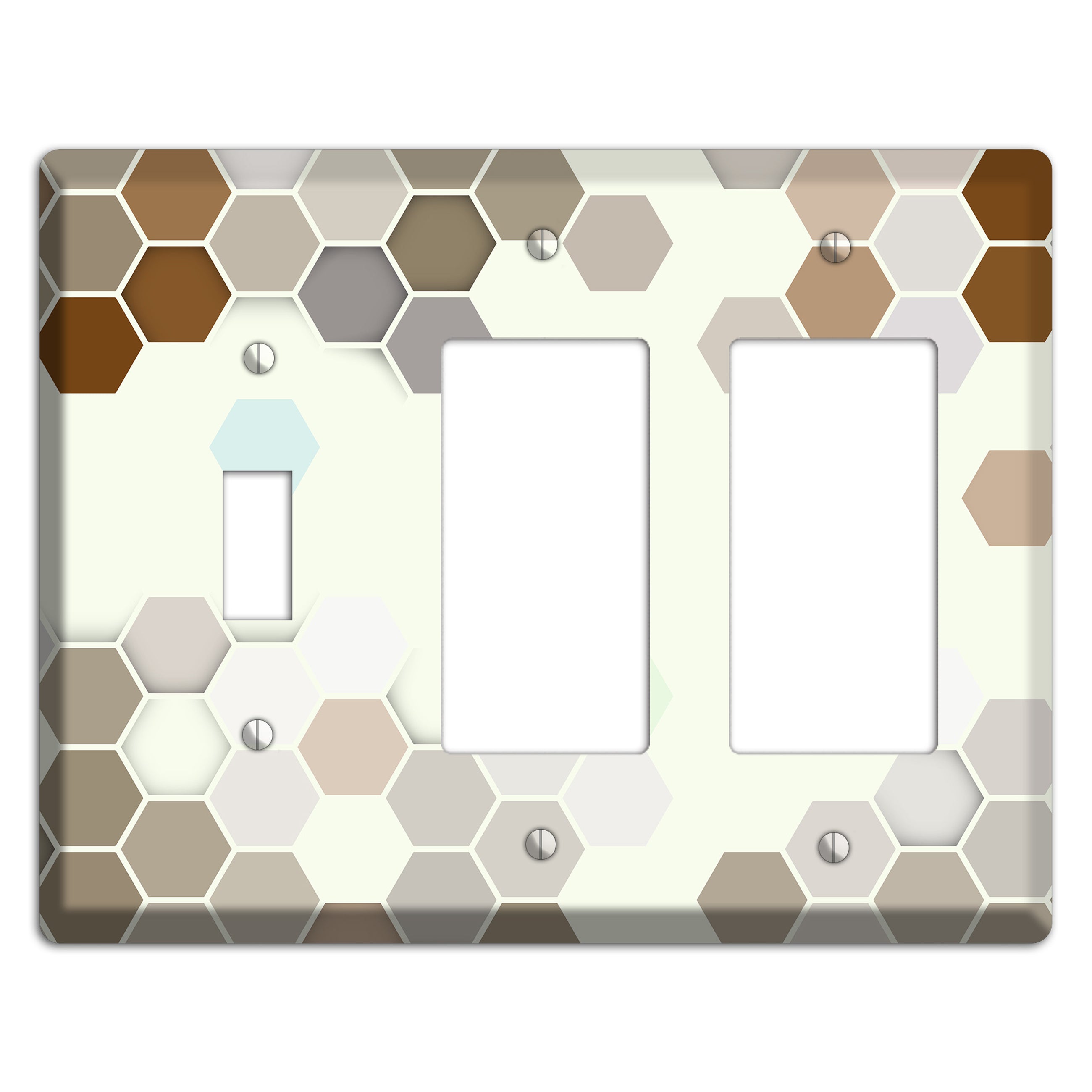 Earth-Toned Honeycomb Mosaic Toggle / 2 Rocker Wallplate