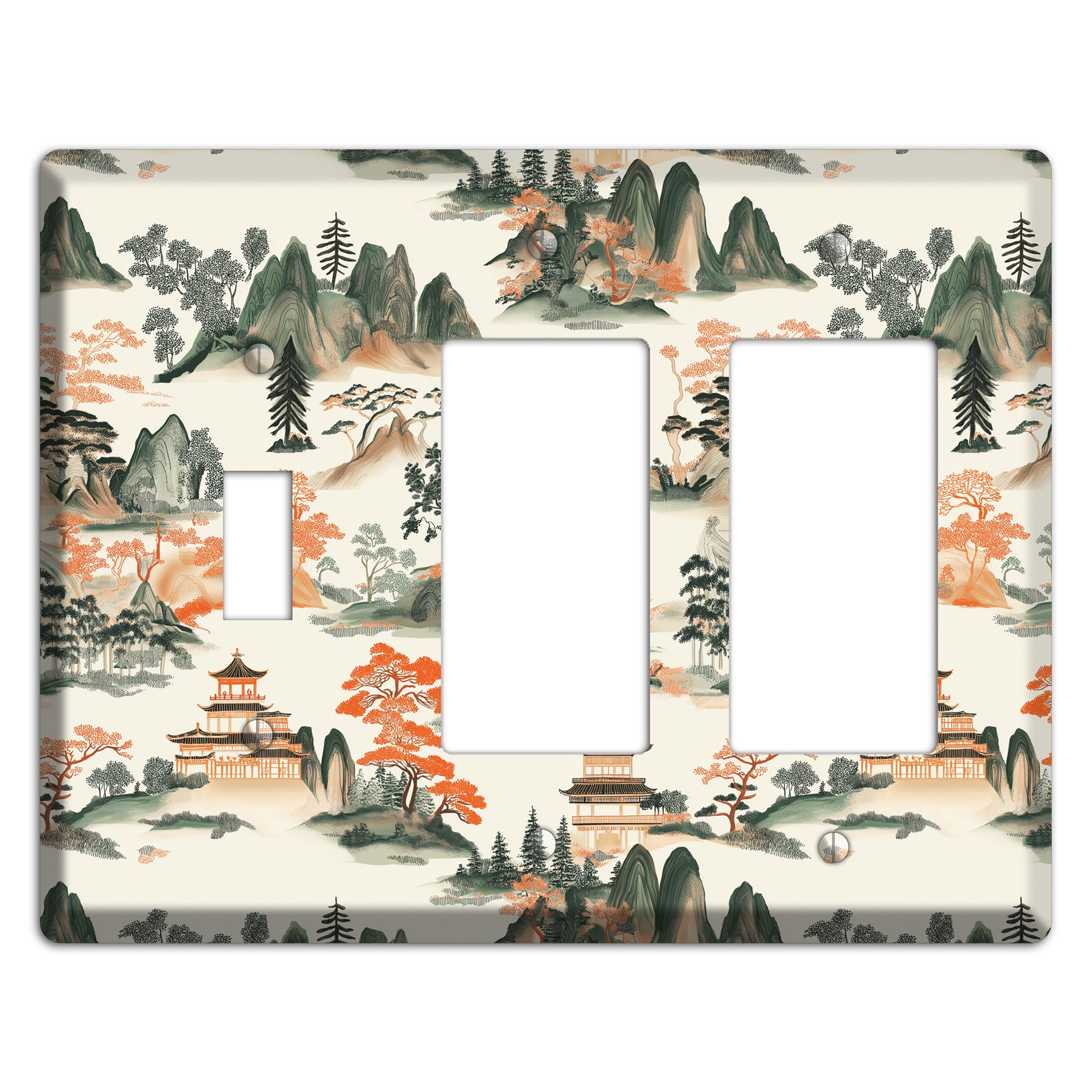 Peaks & Pagodas Toggle / 2 Rocker Wallplate