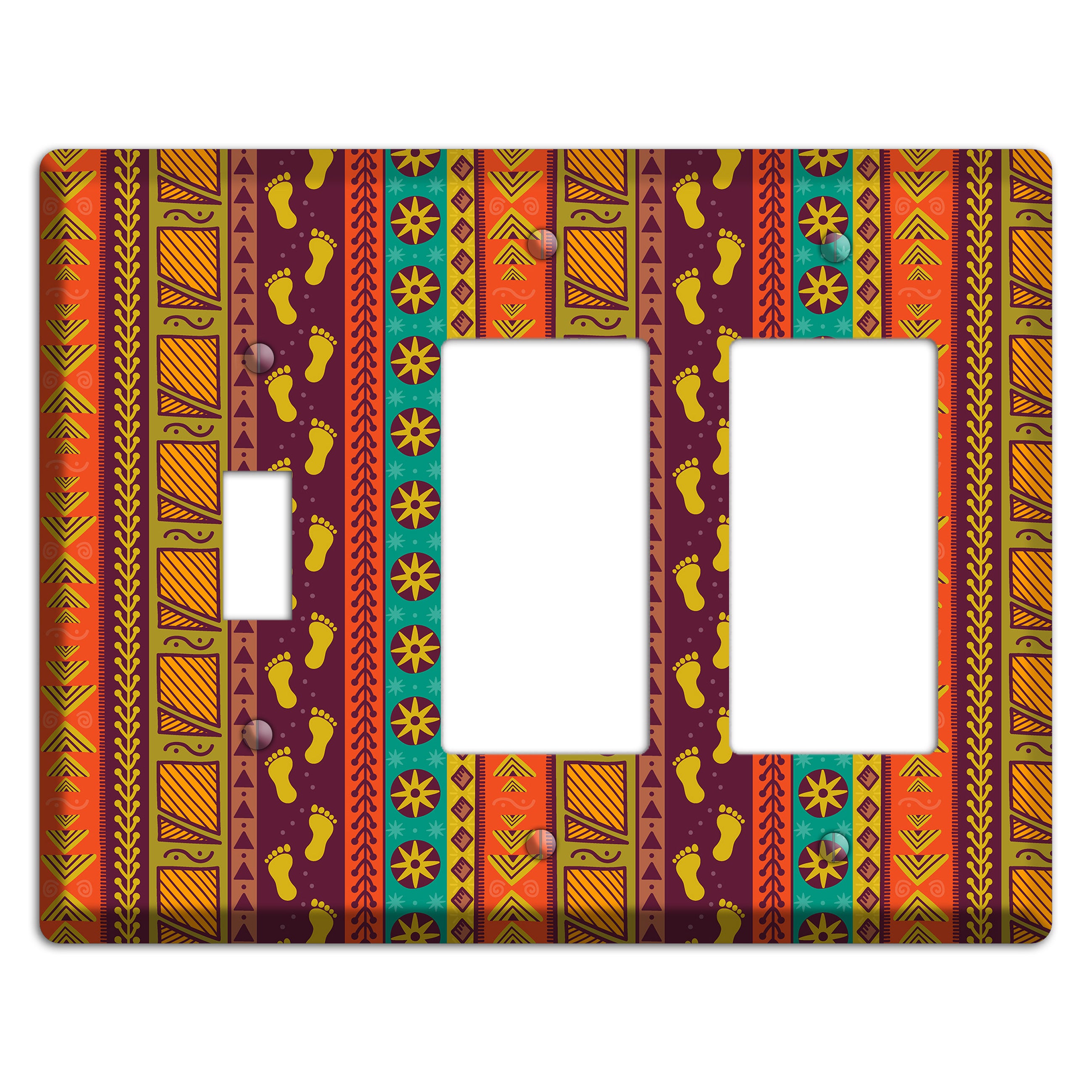 Tribal Footsteps Toggle / 2 Rocker Wallplate