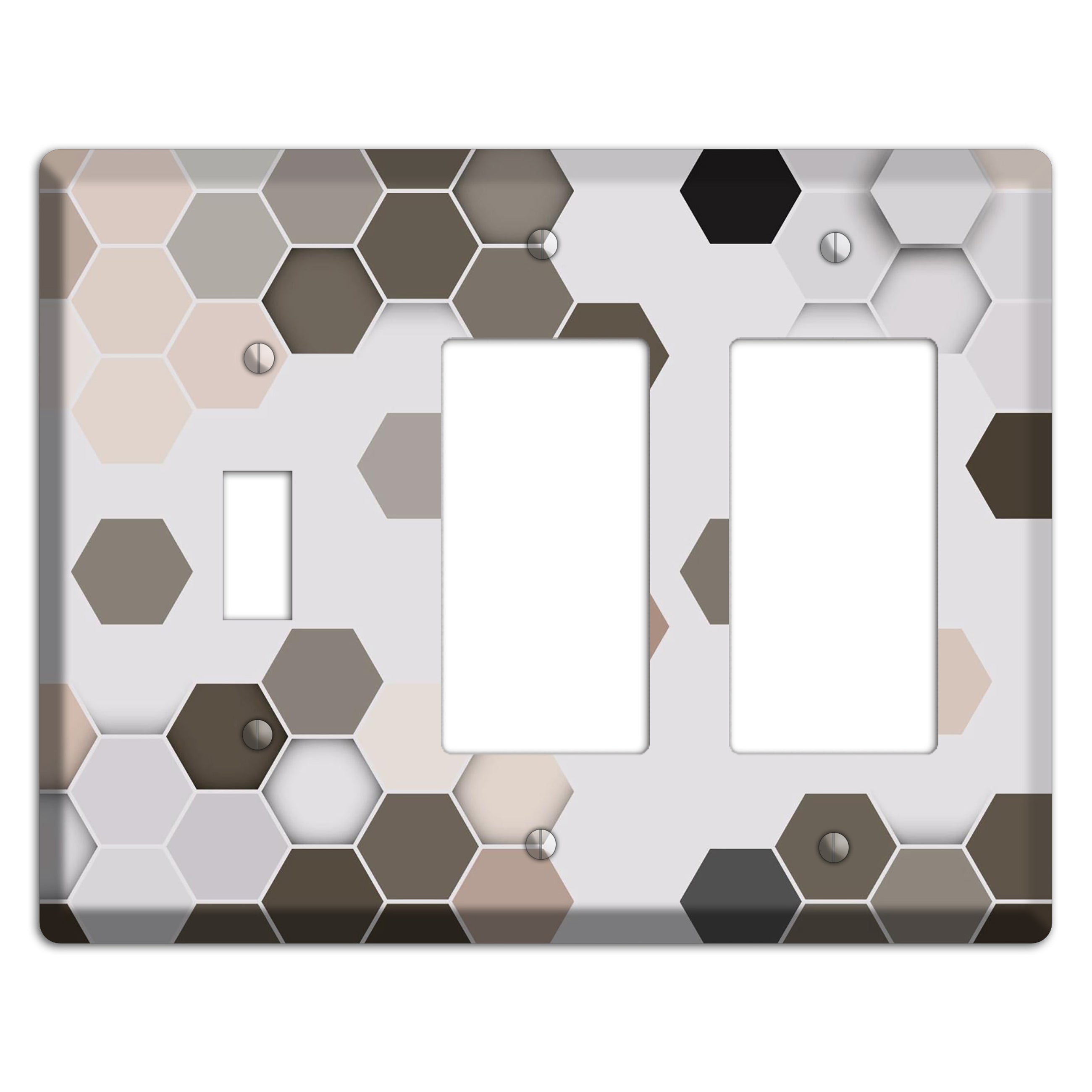 Hex Grid – Cool Slate Toggle / 2 Rocker Wallplate