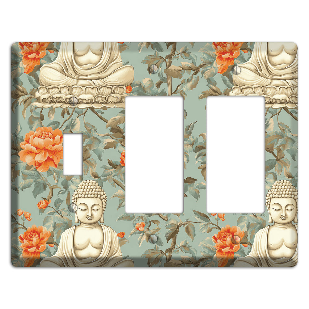 Lotus & Peony Toggle / 2 Rocker Wallplate
