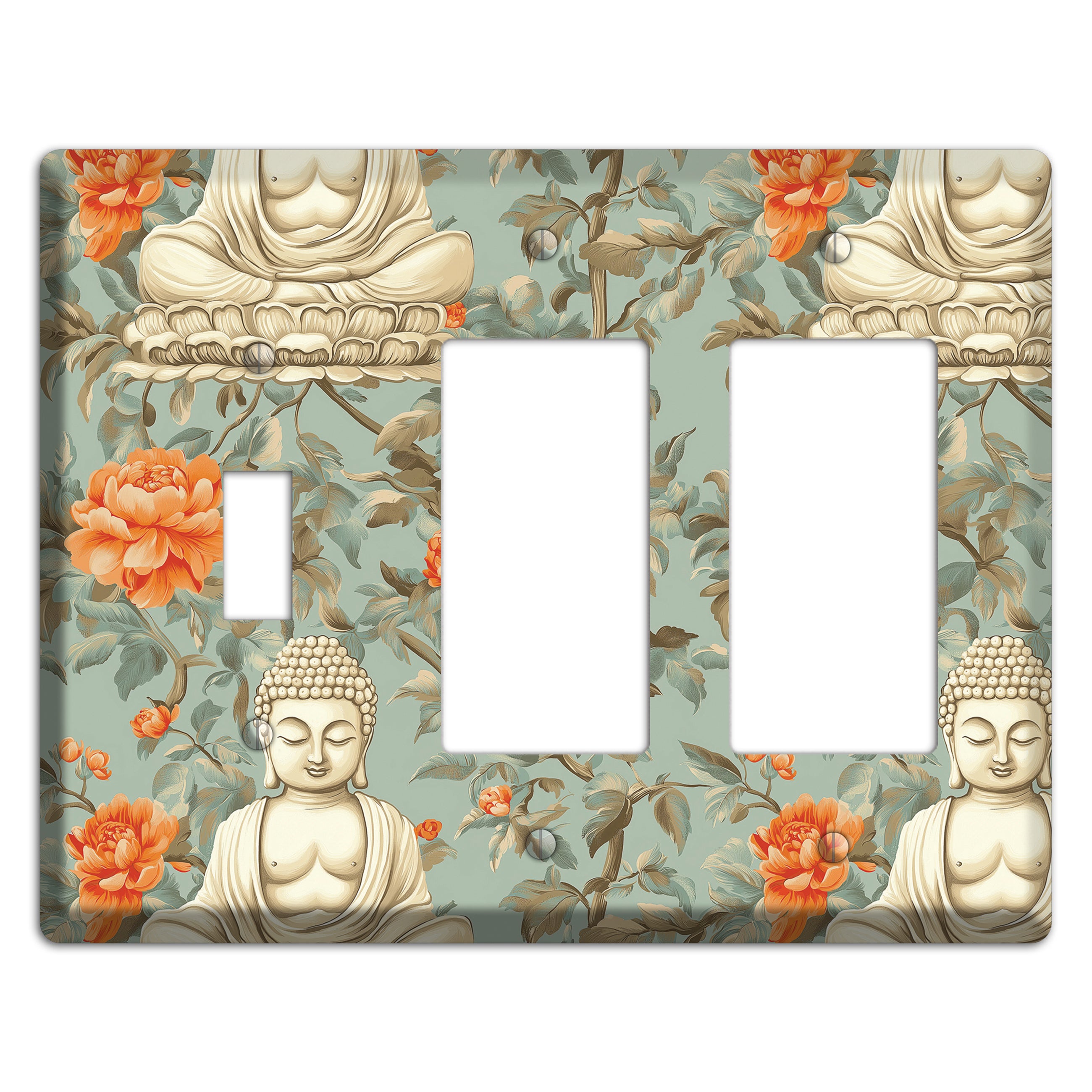 Lotus & Peony Toggle / 2 Rocker Wallplate