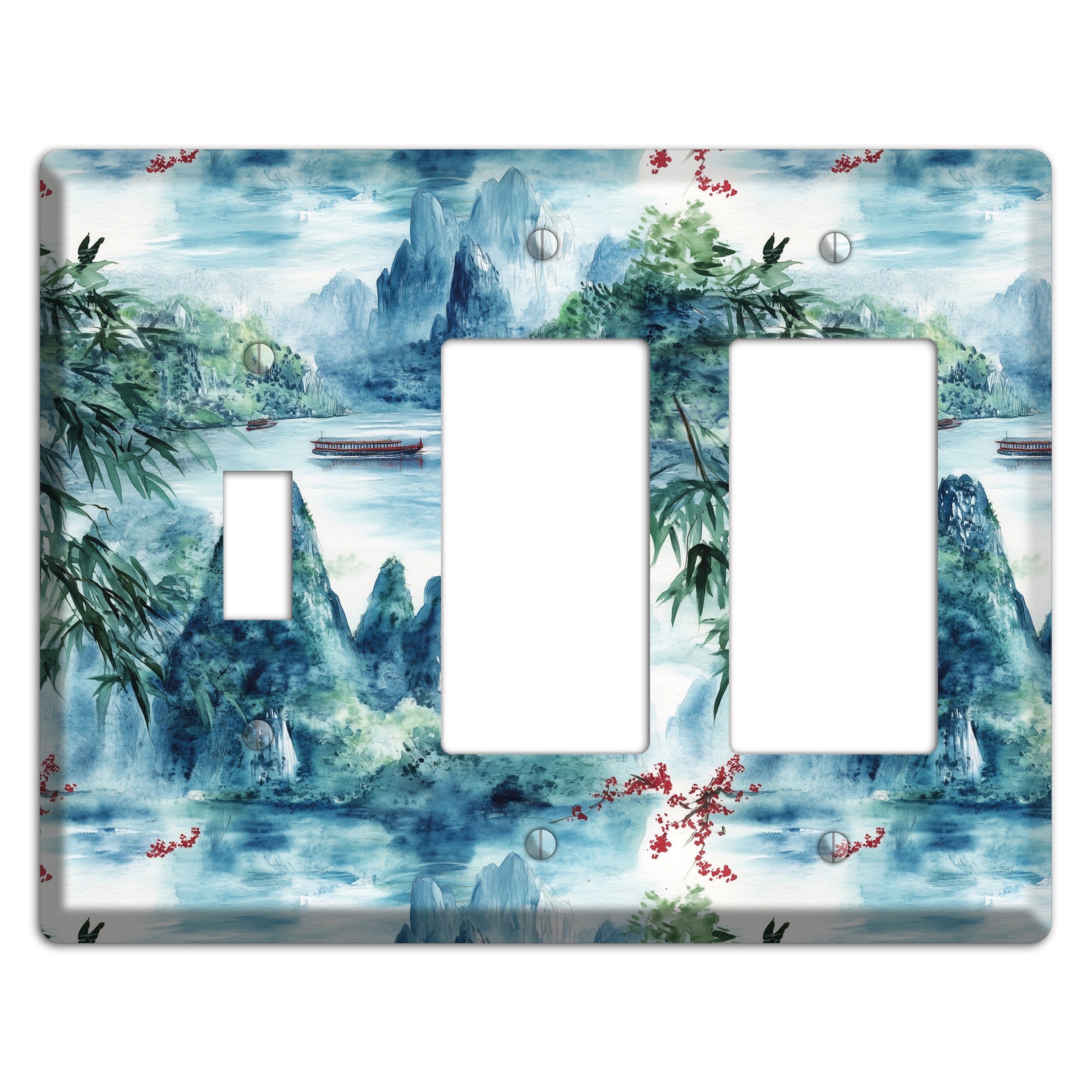 River Mist Ascending Toggle / 2 Rocker Wallplate