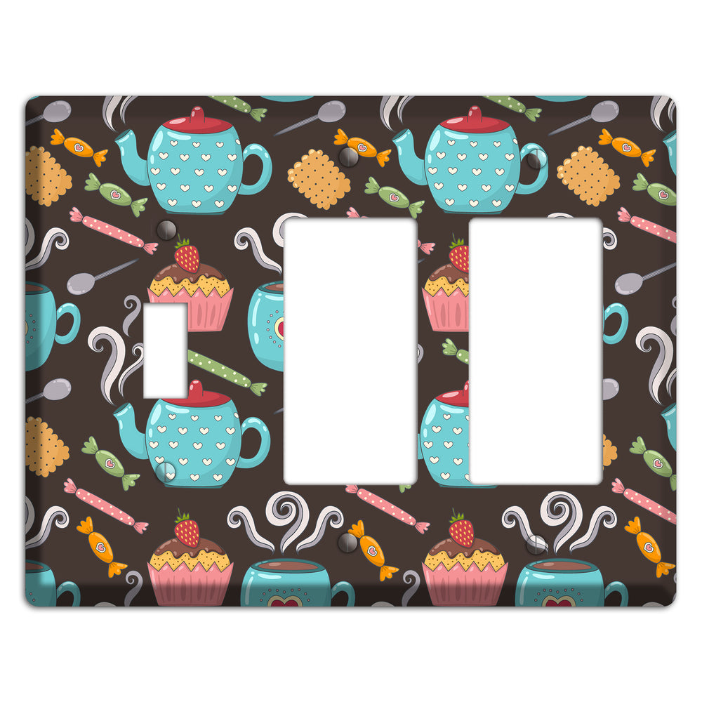 Sweet Tea Party (Brown) Toggle / 2 Rocker Wallplate