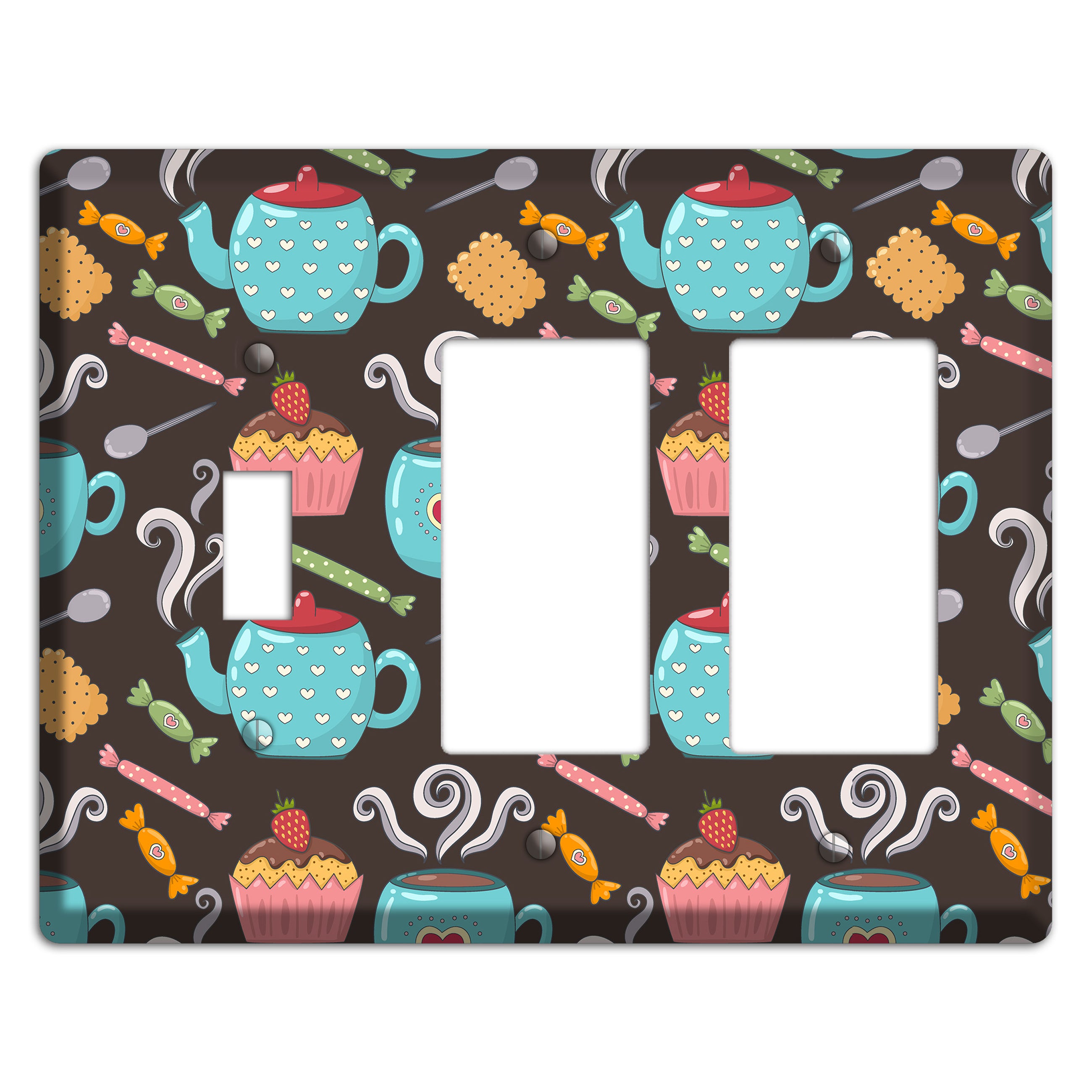 Sweet Tea Party (Brown) Toggle / 2 Rocker Wallplate