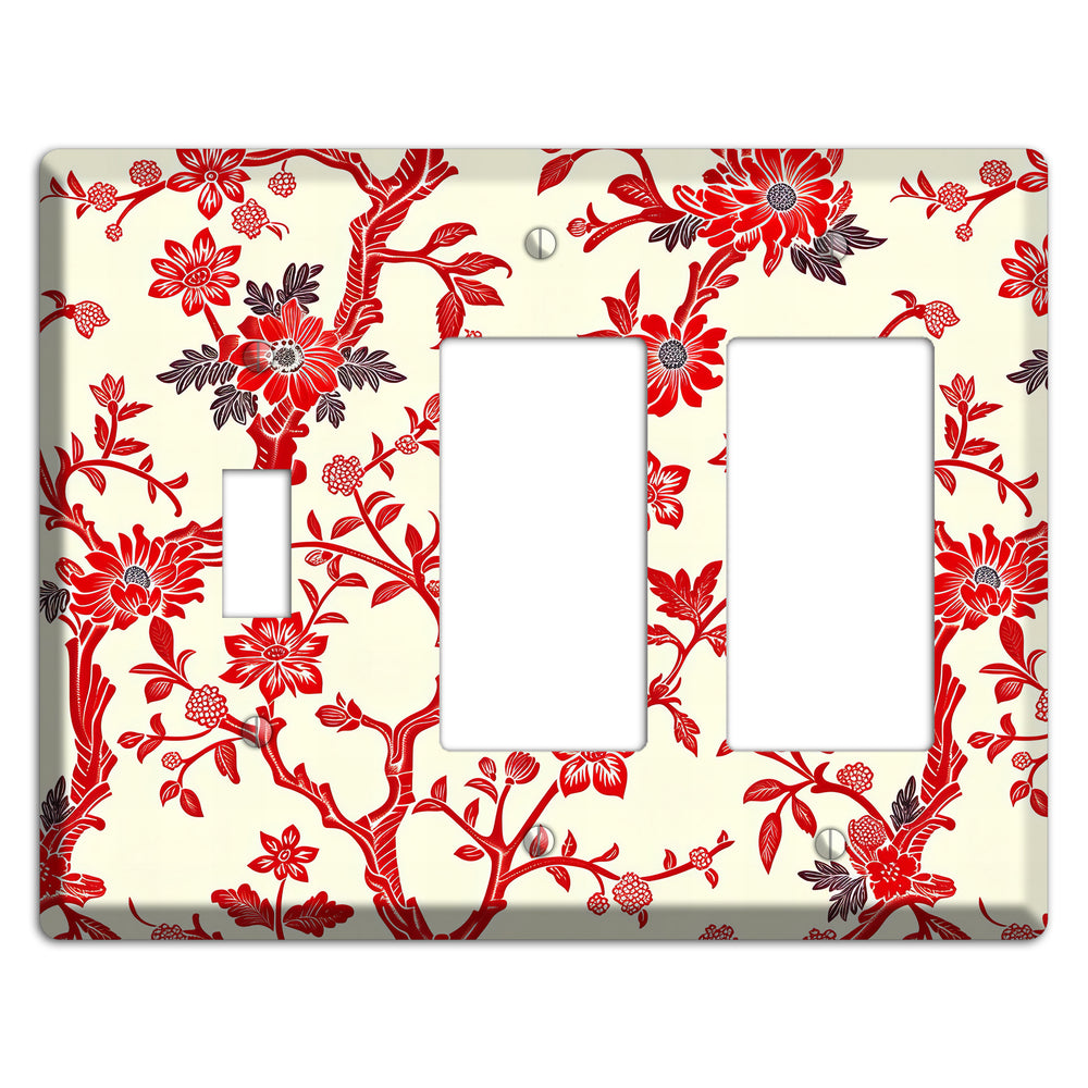 Crimson Branch & Bloom Toggle / 2 Rocker Wallplate