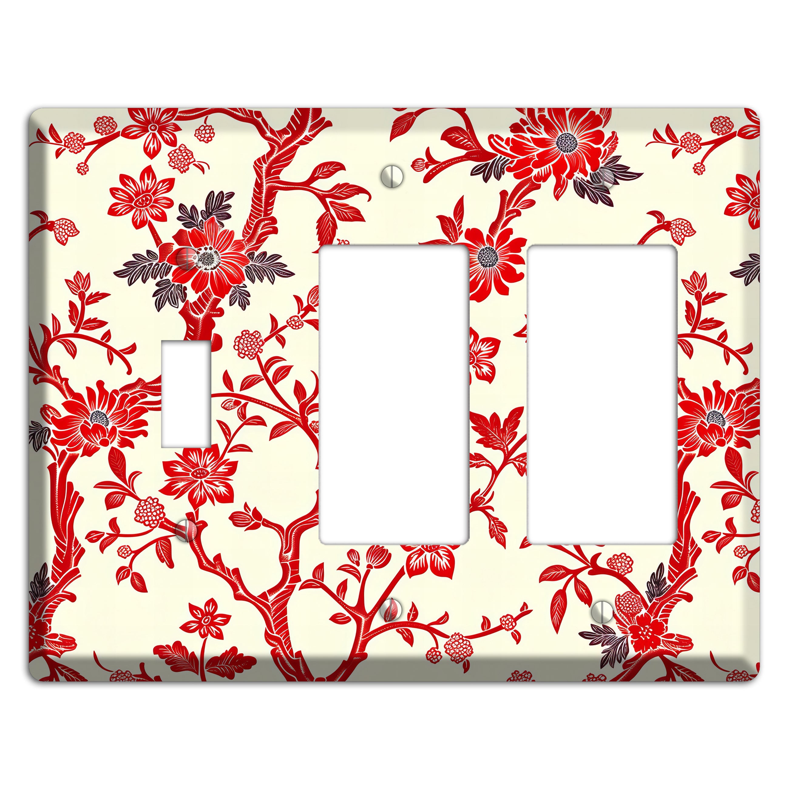 Crimson Branch & Bloom Toggle / 2 Rocker Wallplate