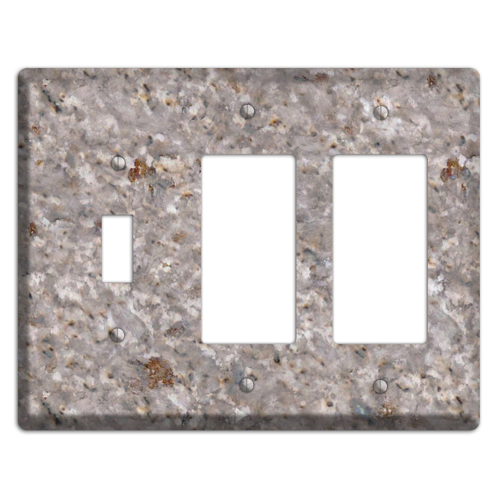 Kashmir White Granite Toggle / 2 Rocker Wallplate