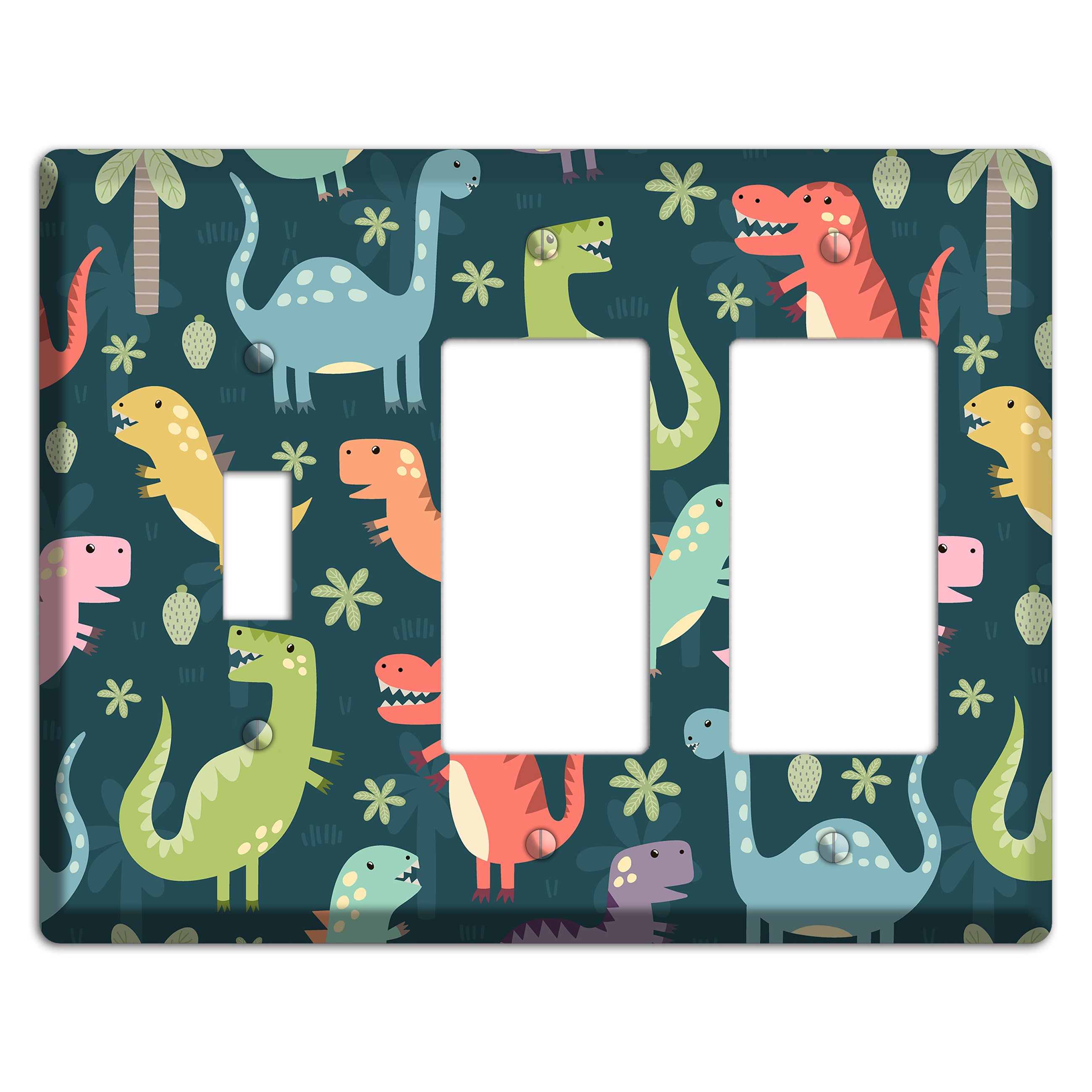 Jurassic Pals (Dark) Toggle / 2 Rocker Wallplate