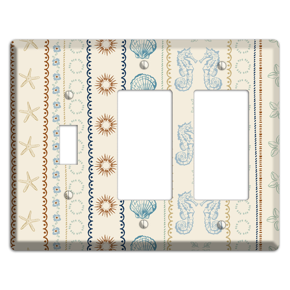 Ivory Seahorse Stripe Toggle / 2 Rocker Wallplate