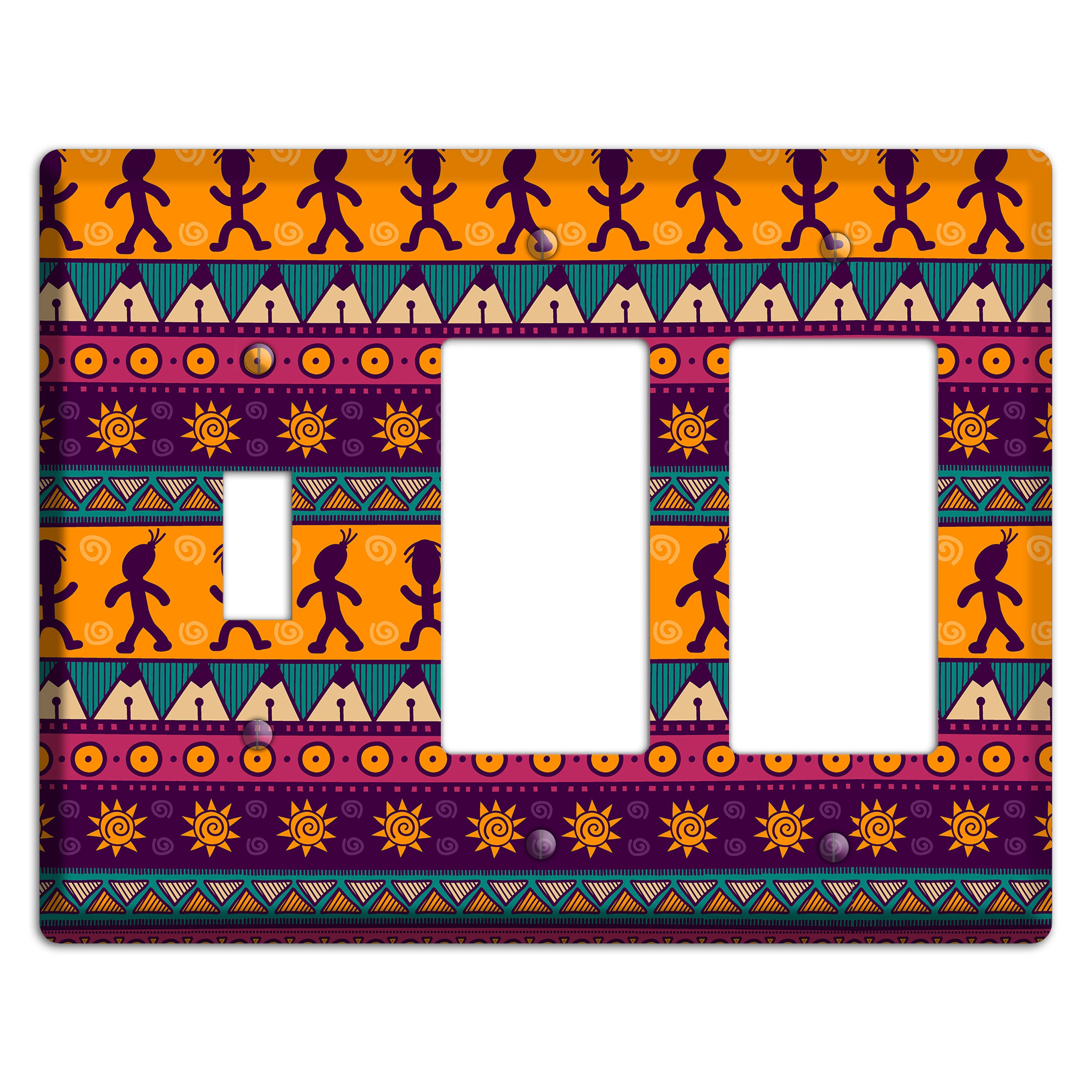 Tribal Rhythm Toggle / 2 Rocker Wallplate