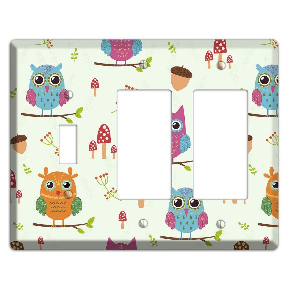 Forest Owls (Mint) Toggle / 2 Rocker Wallplate