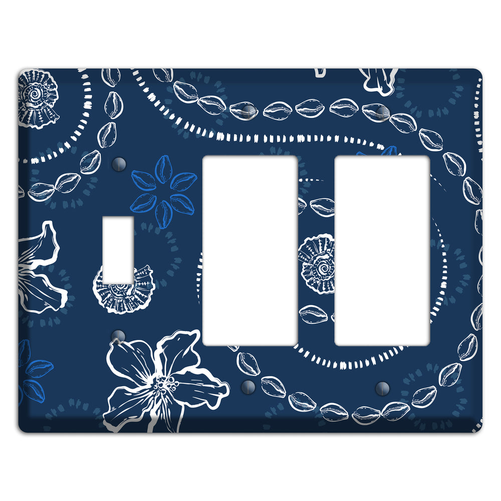 Indigo Cowrie Spiral Toggle / 2 Rocker Wallplate