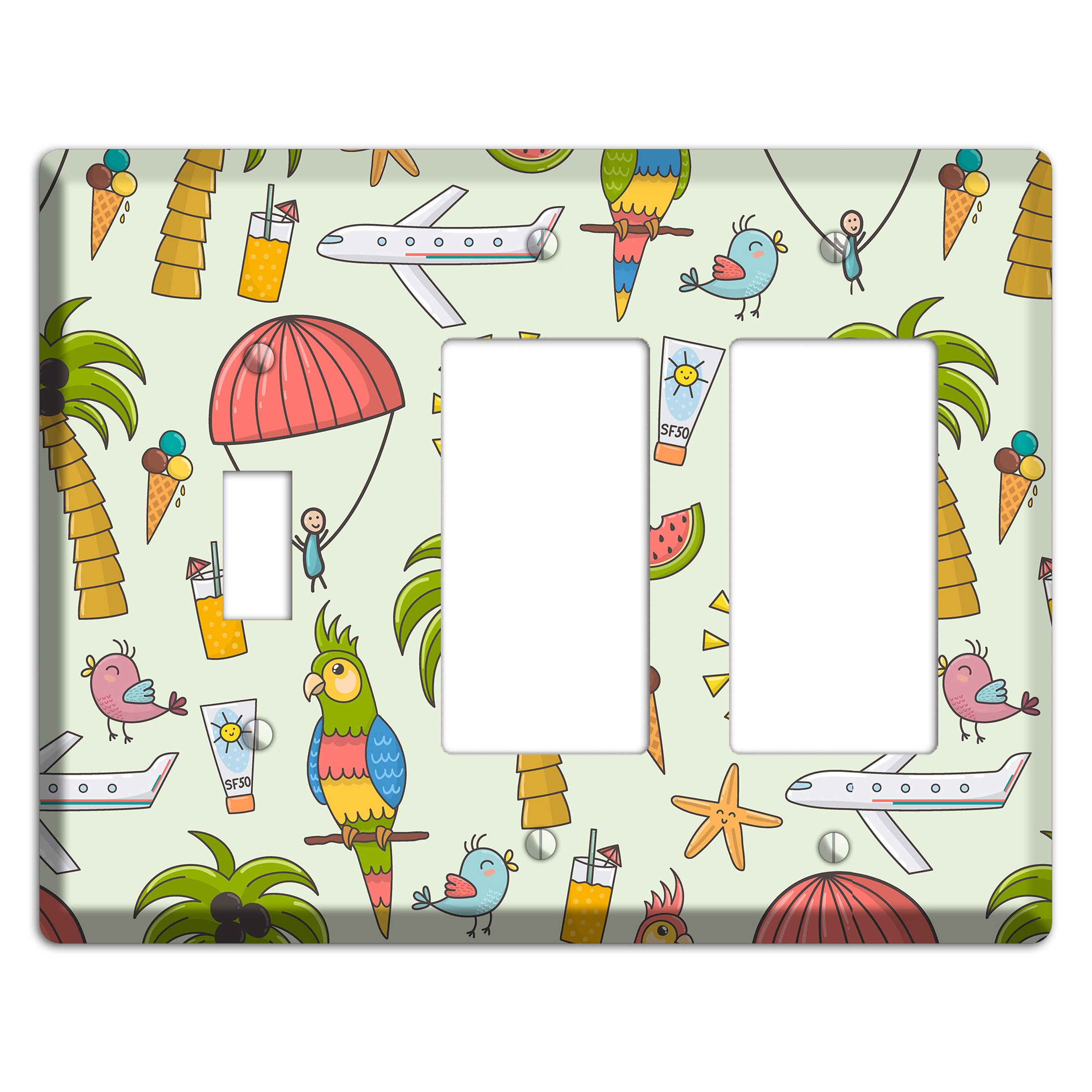 Tropical Vacation Toggle / 2 Rocker Wallplate