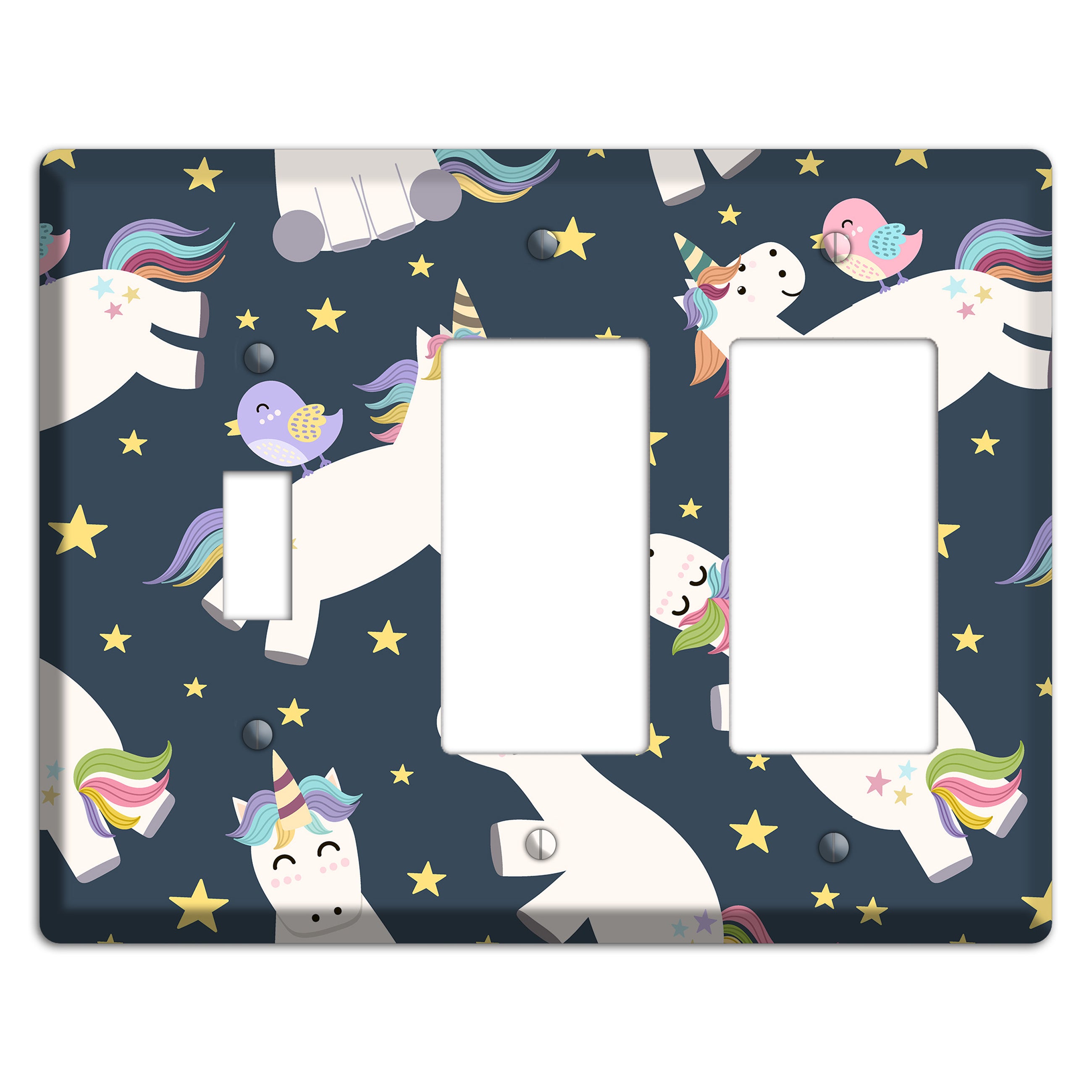 Dreamy Night Unicorns Toggle / 2 Rocker Wallplate