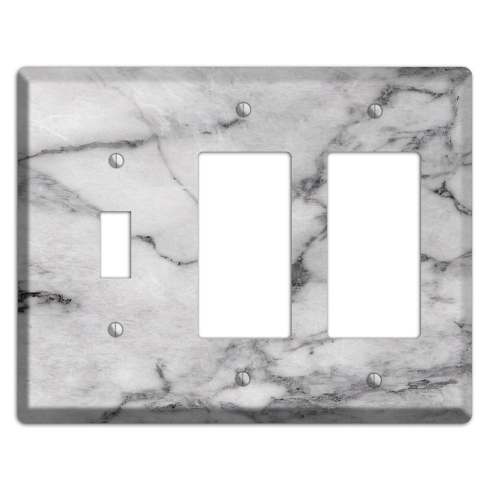 Gray and White Marble Toggle / 2 Rocker Wallplate