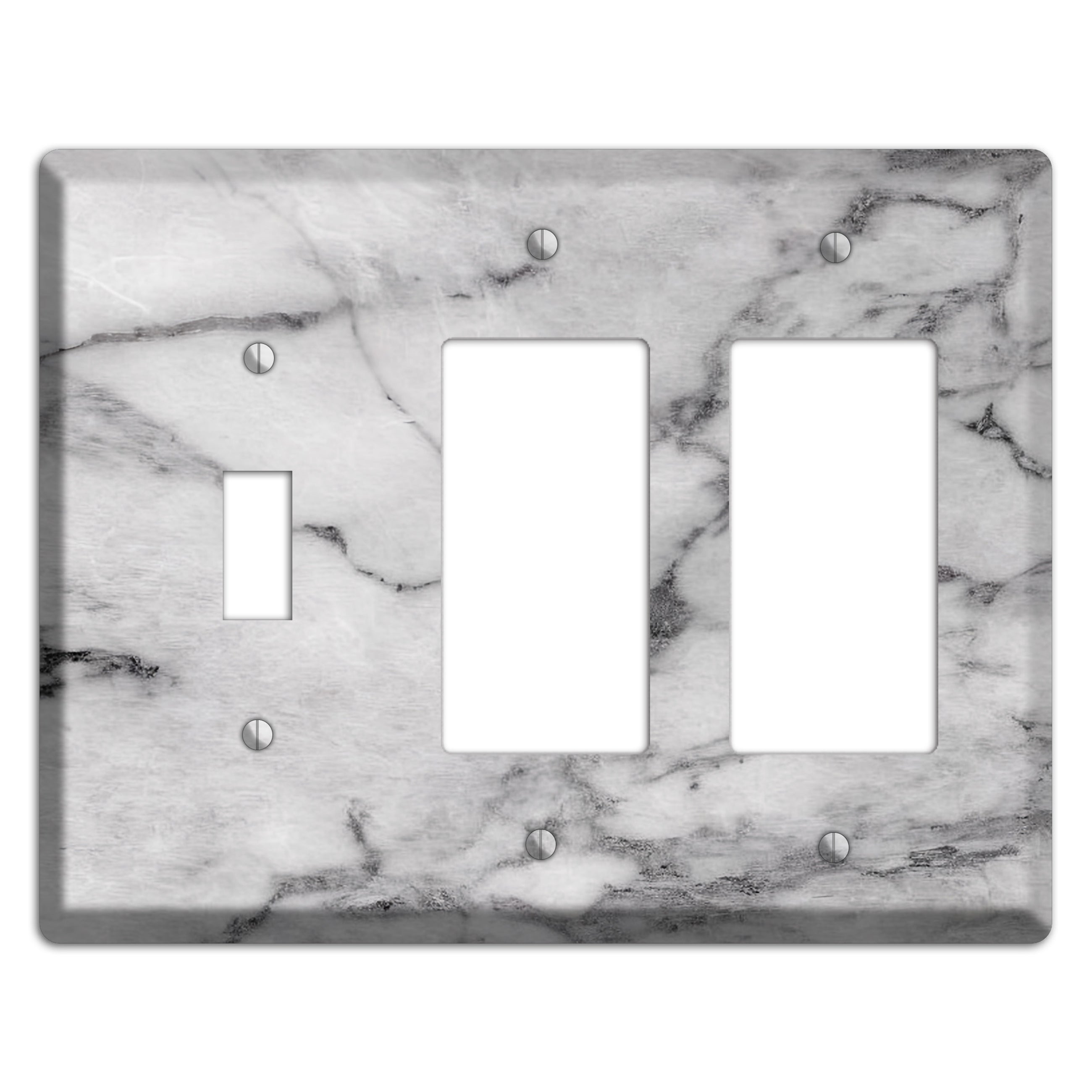 Gray and White Marble Toggle / 2 Rocker Wallplate