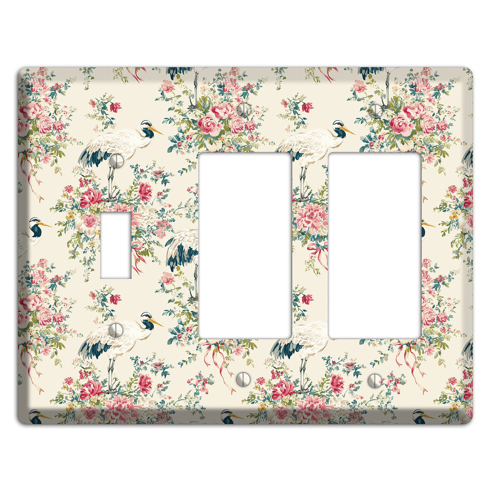 Blossom & Crane Toggle / 2 Rocker Wallplate