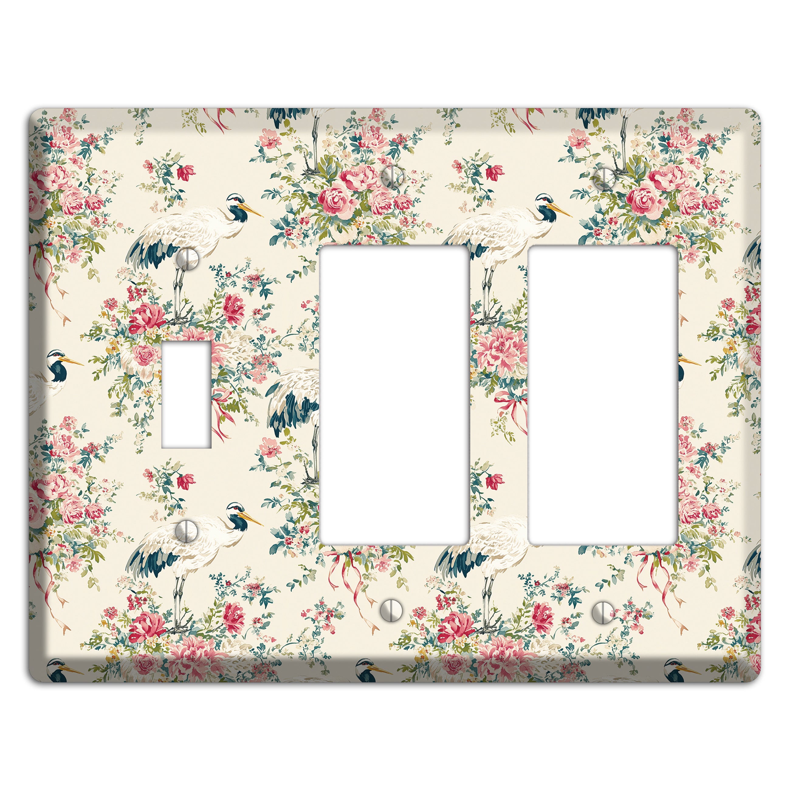 Blossom & Crane Toggle / 2 Rocker Wallplate