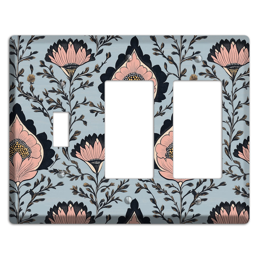 Lotus & Damask Dusk Toggle / 2 Rocker Wallplate
