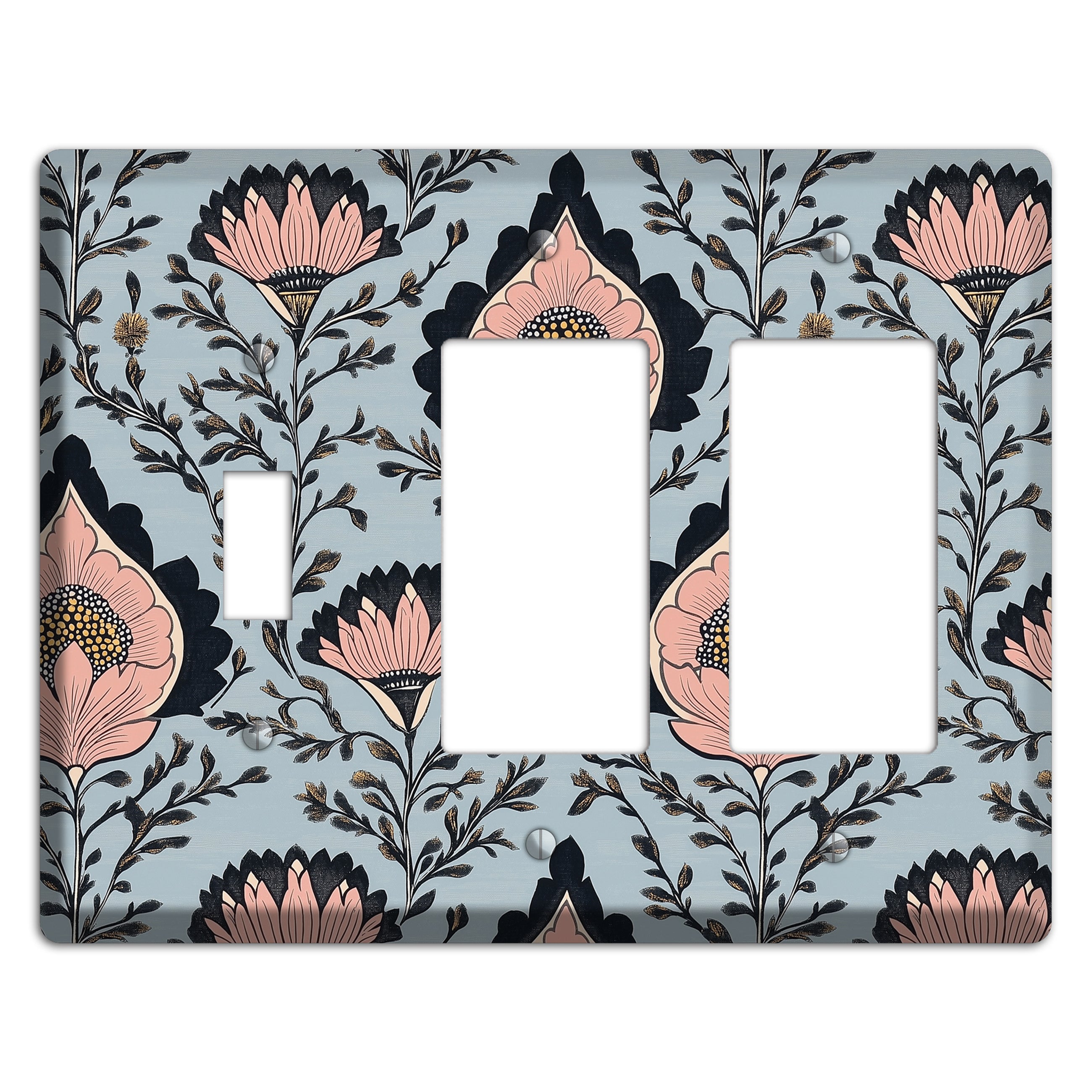 Lotus & Damask Dusk Toggle / 2 Rocker Wallplate