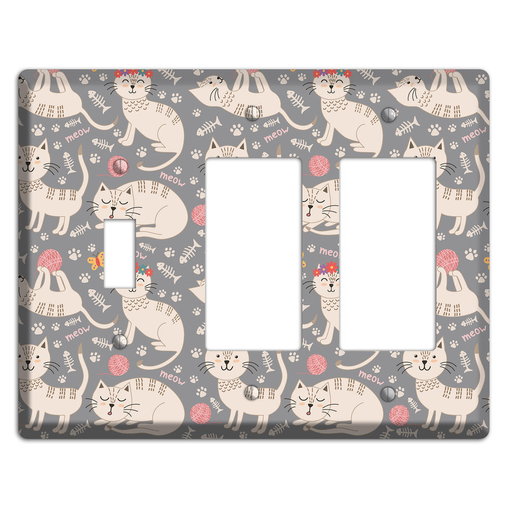 Meow Mix (Gray) Toggle / 2 Rocker Wallplate