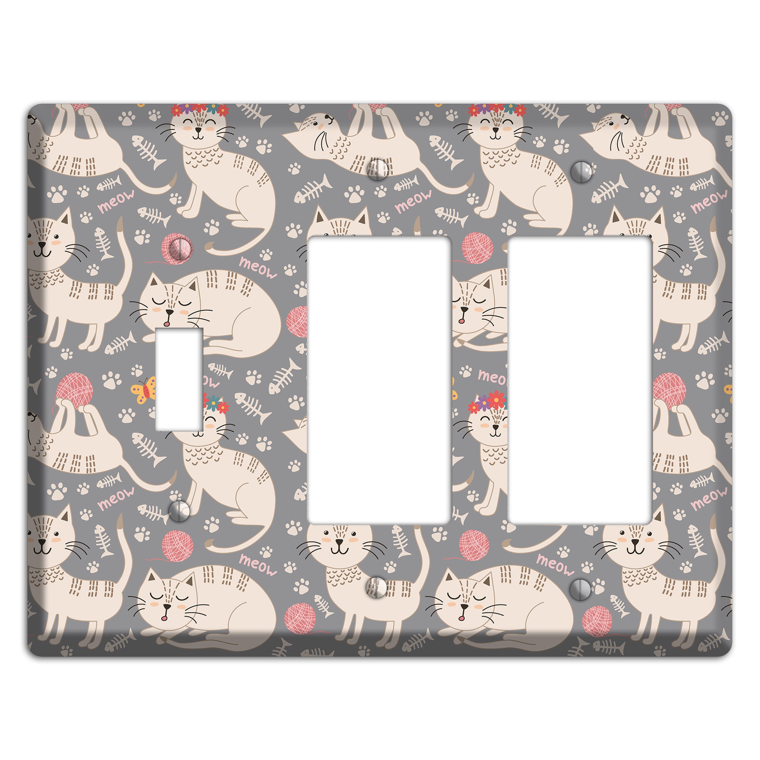 Meow Mix (Gray) Toggle / 2 Rocker Wallplate