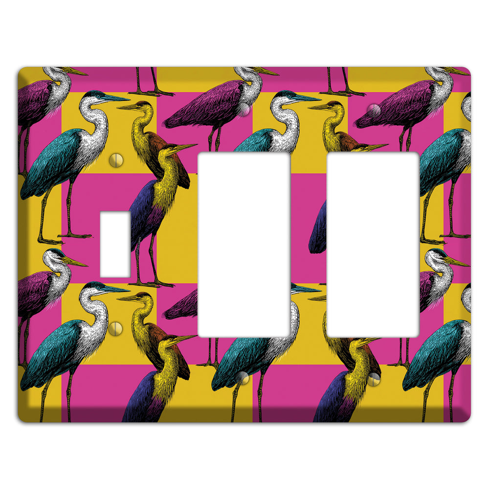 Magenta Heron Grid Toggle / 2 Rocker Wallplate