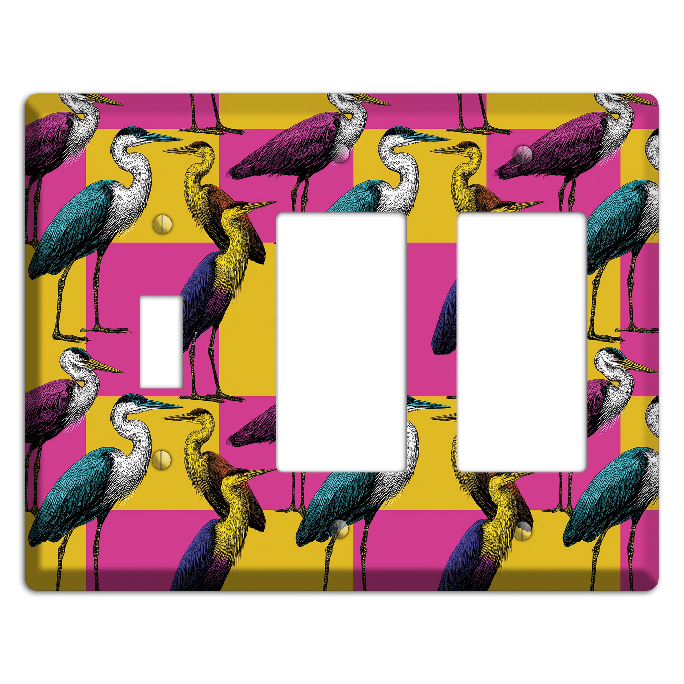 Magenta Heron Grid Toggle / 2 Rocker Wallplate