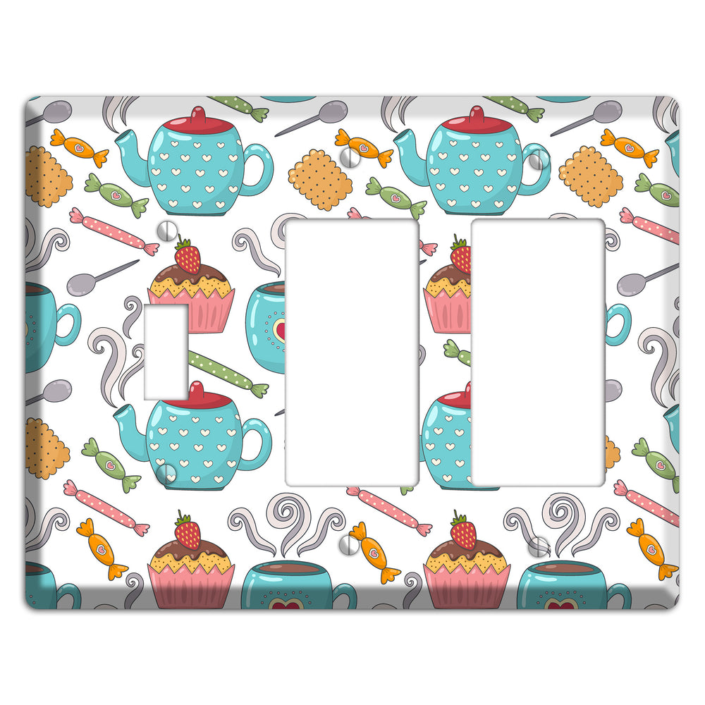 Sweet Tea Party (White) Toggle / 2 Rocker Wallplate