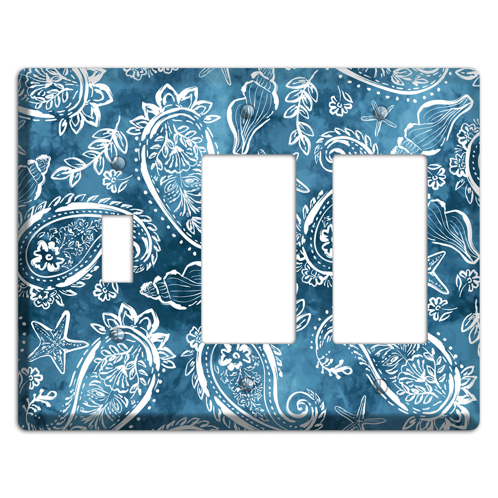 Indigo Tide Paisley Toggle / 2 Rocker Wallplate