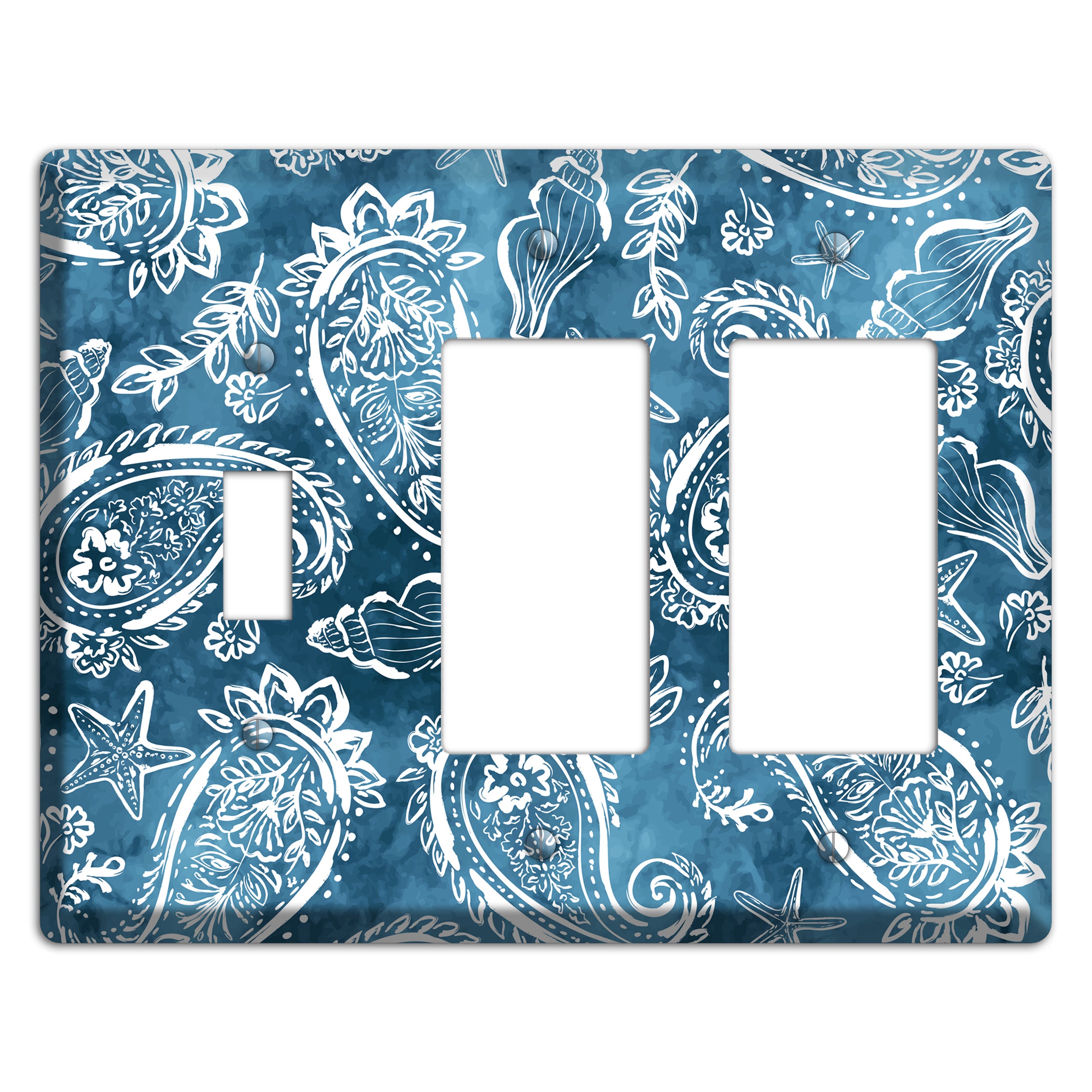Indigo Tide Paisley Toggle / 2 Rocker Wallplate