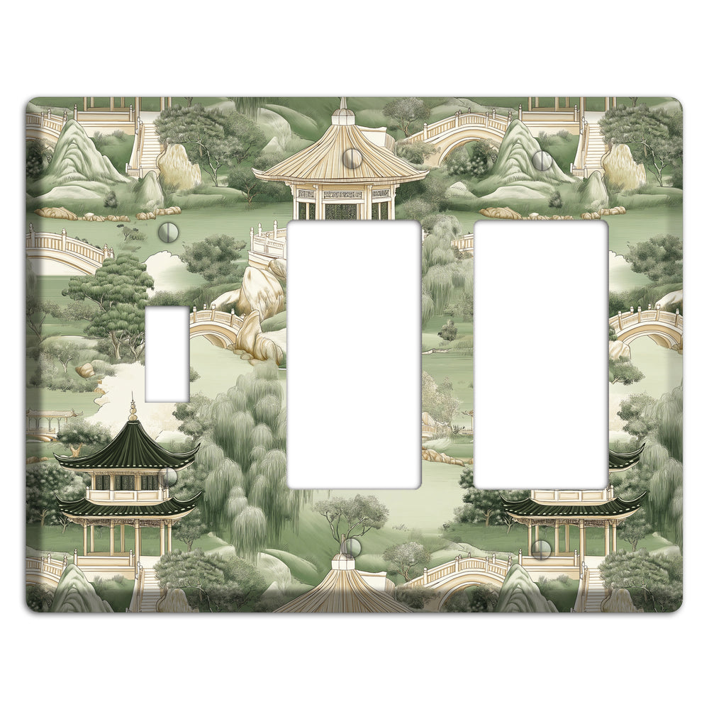 Jade Garden Toile Toggle / 2 Rocker Wallplate