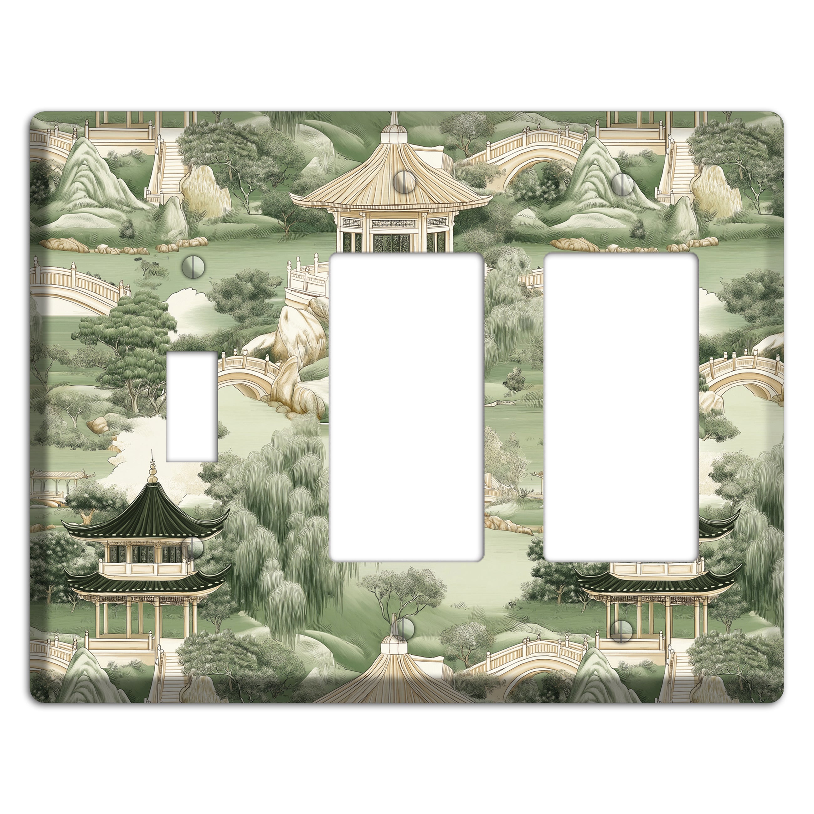 Jade Garden Toile Toggle / 2 Rocker Wallplate