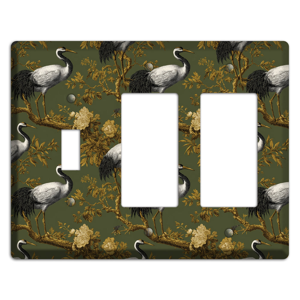 Olive Toile Sanctuary Toggle / 2 Rocker Wallplate