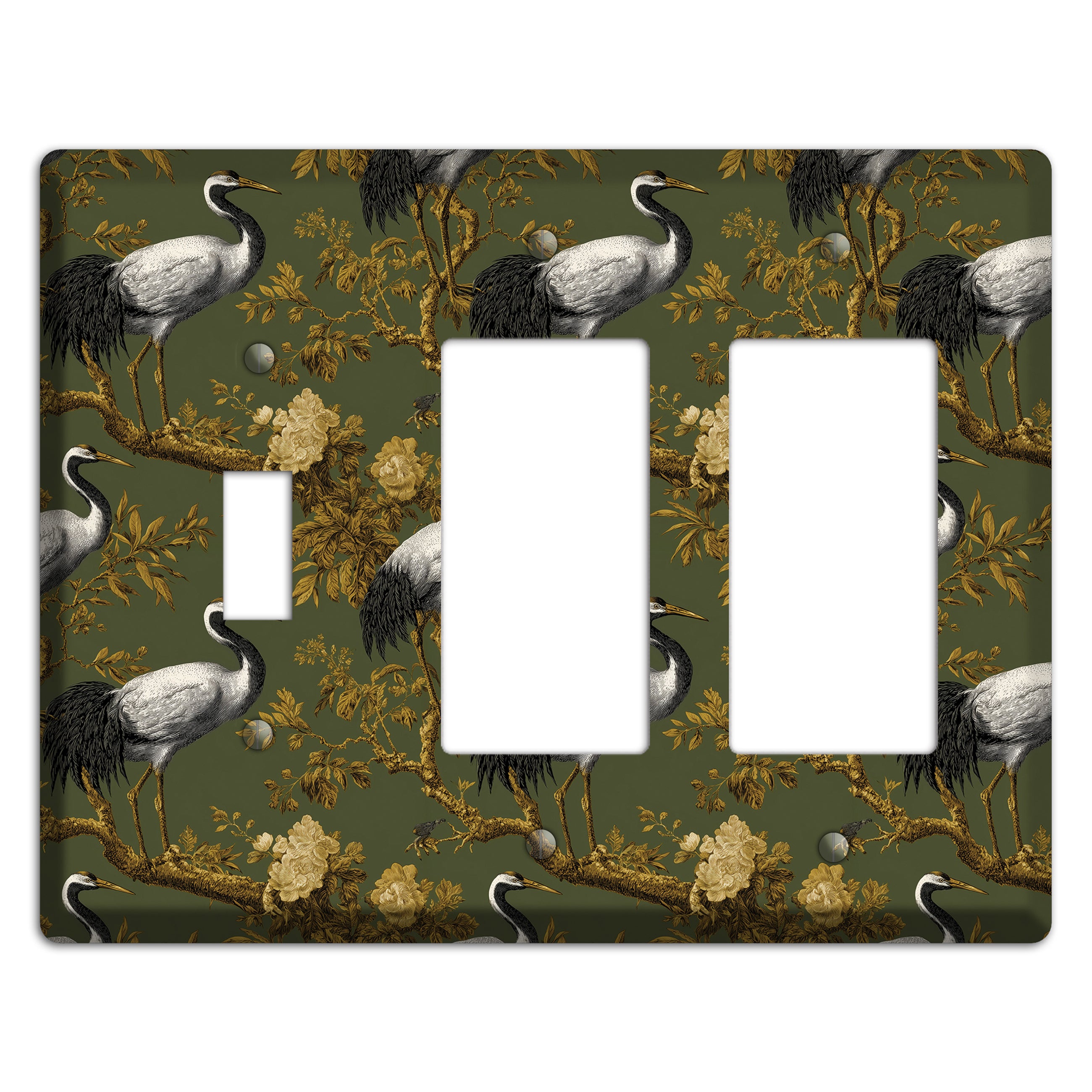 Olive Toile Sanctuary Toggle / 2 Rocker Wallplate