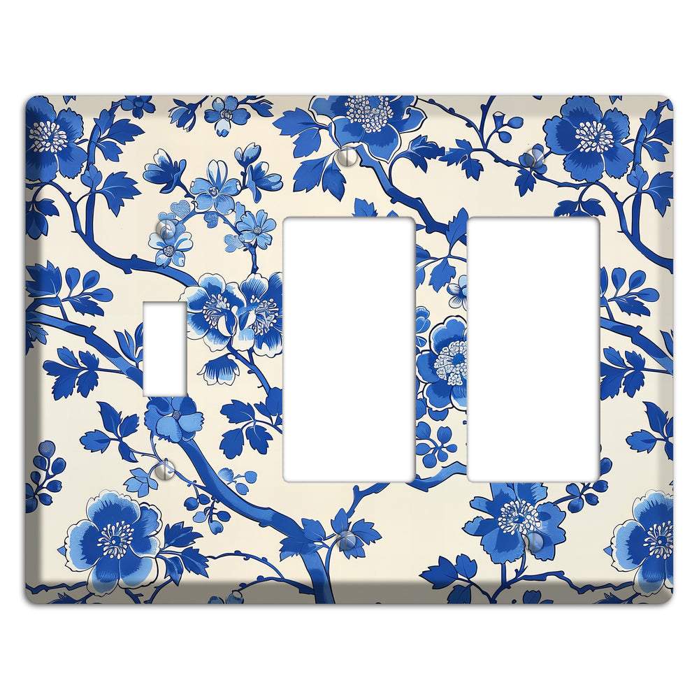 Porcelain Garden Bloom Toggle / 2 Rocker Wallplate