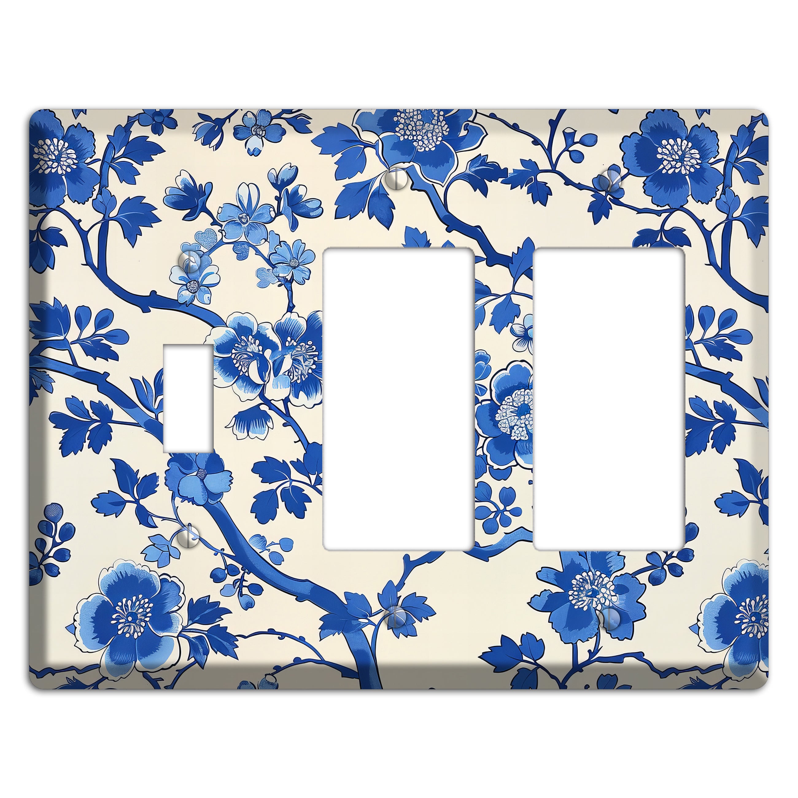 Porcelain Garden Bloom Toggle / 2 Rocker Wallplate