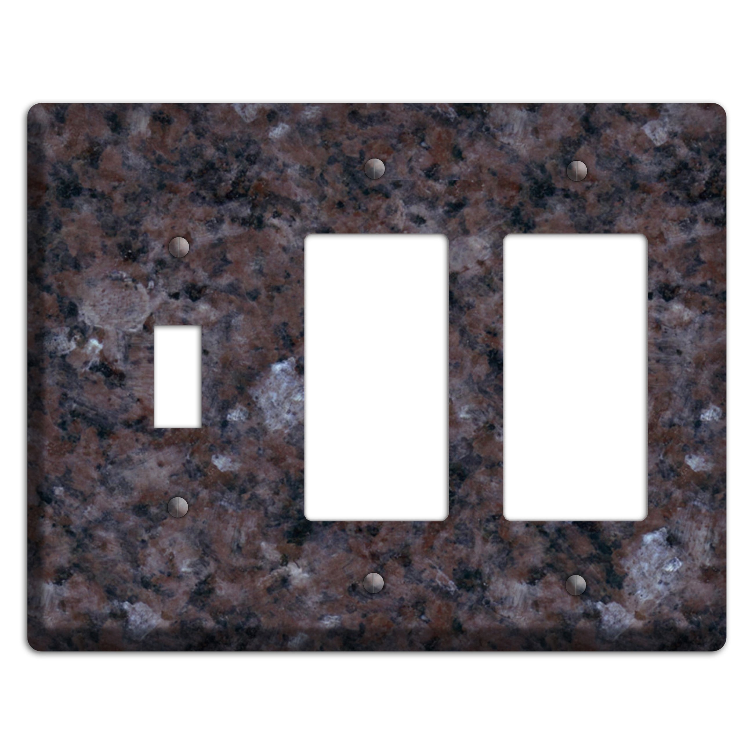 Tan Brown Granite Toggle / 2 Rocker Wallplate