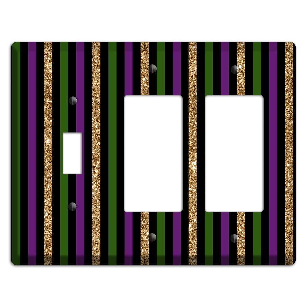 Carnival Stripes: Noir Toggle / 2 Rocker Wallplate