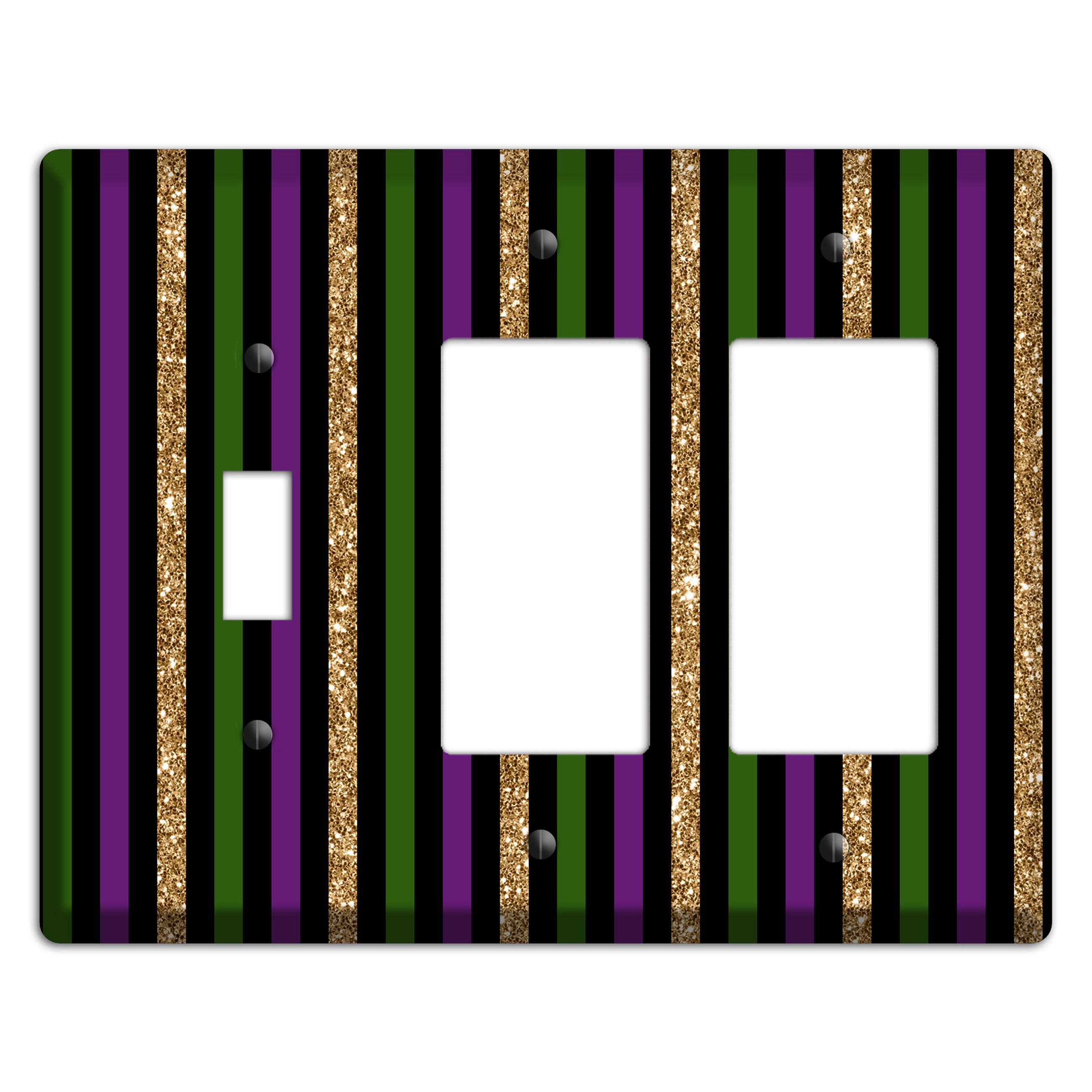Carnival Stripes: Noir Toggle / 2 Rocker Wallplate