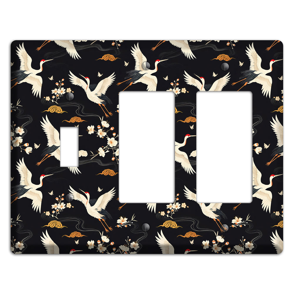 Obsidian Crane Nocturne Toggle / 2 Rocker Wallplate