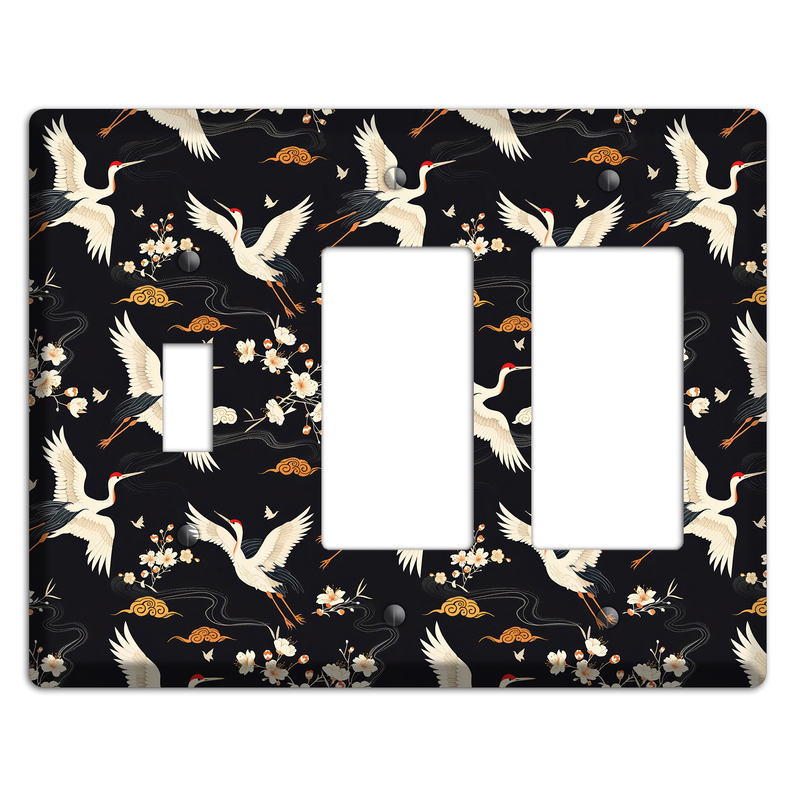 Obsidian Crane Nocturne Toggle / 2 Rocker Wallplate
