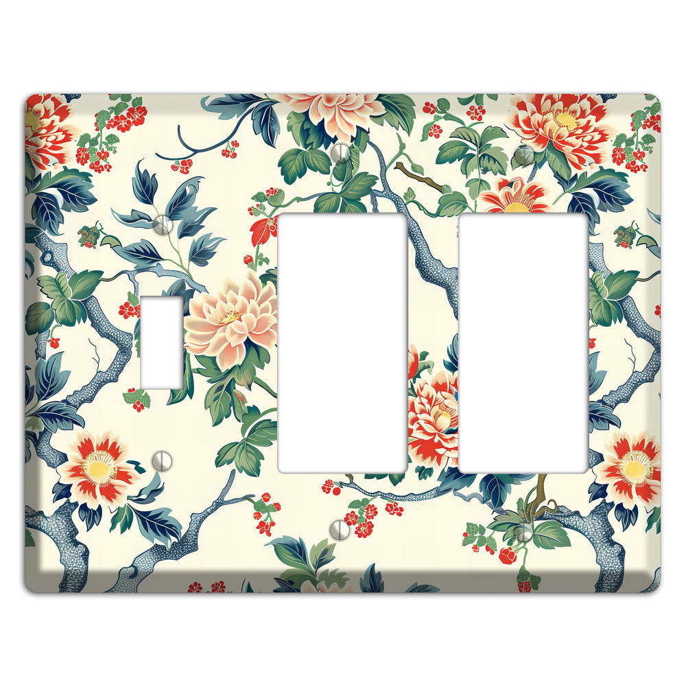 Peony & Branch Toggle / 2 Rocker Wallplate