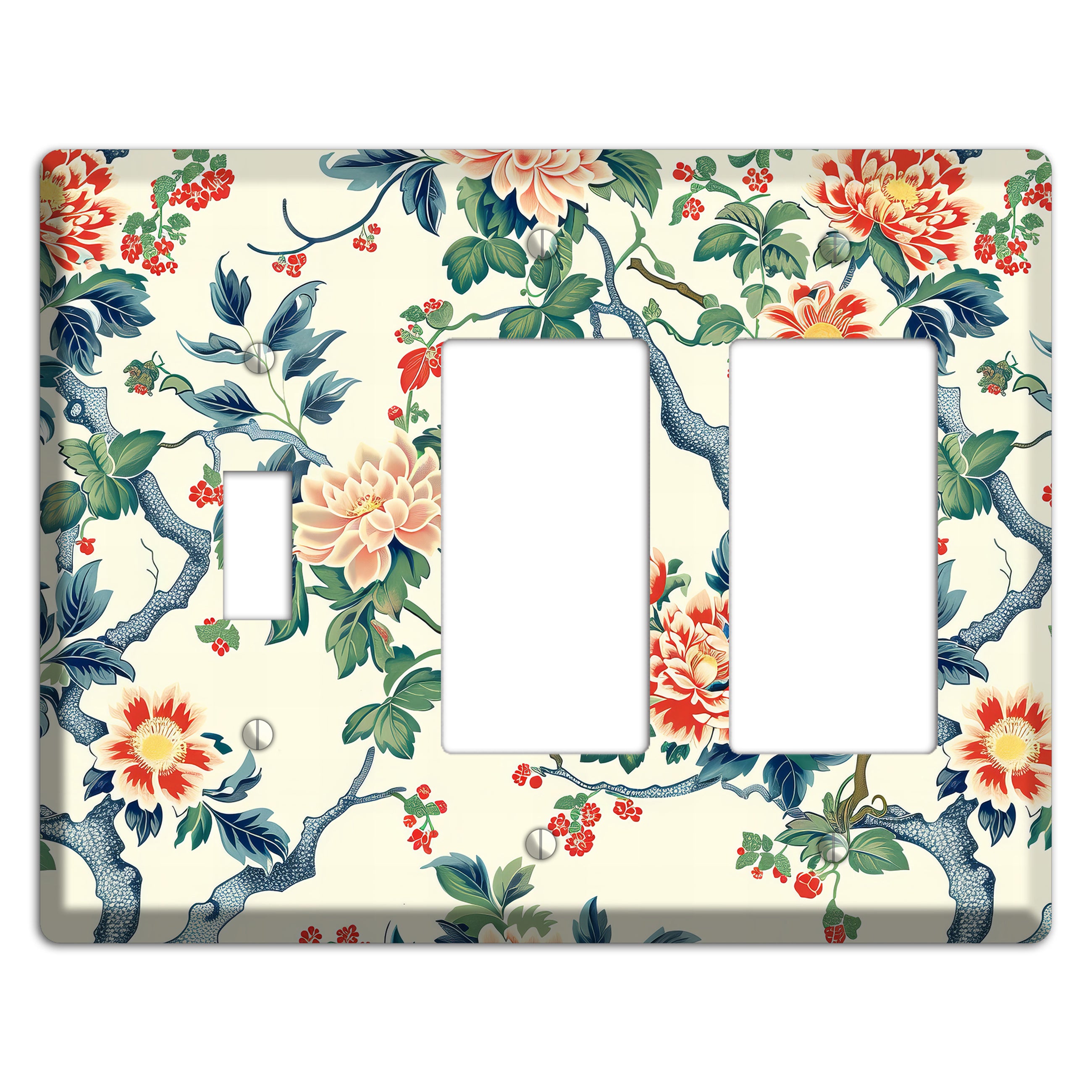 Peony & Branch Toggle / 2 Rocker Wallplate