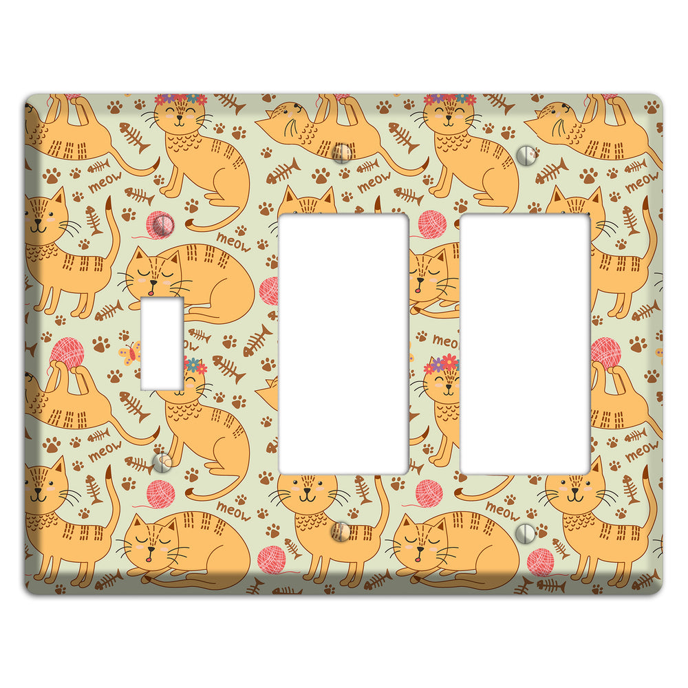 Meow Mix (Beige) Toggle / 2 Rocker Wallplate