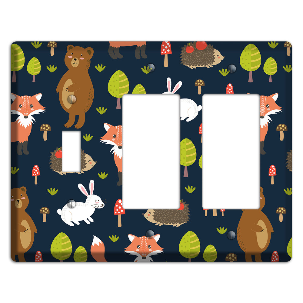 Forest Critters (Navy) Toggle / 2 Rocker Wallplate