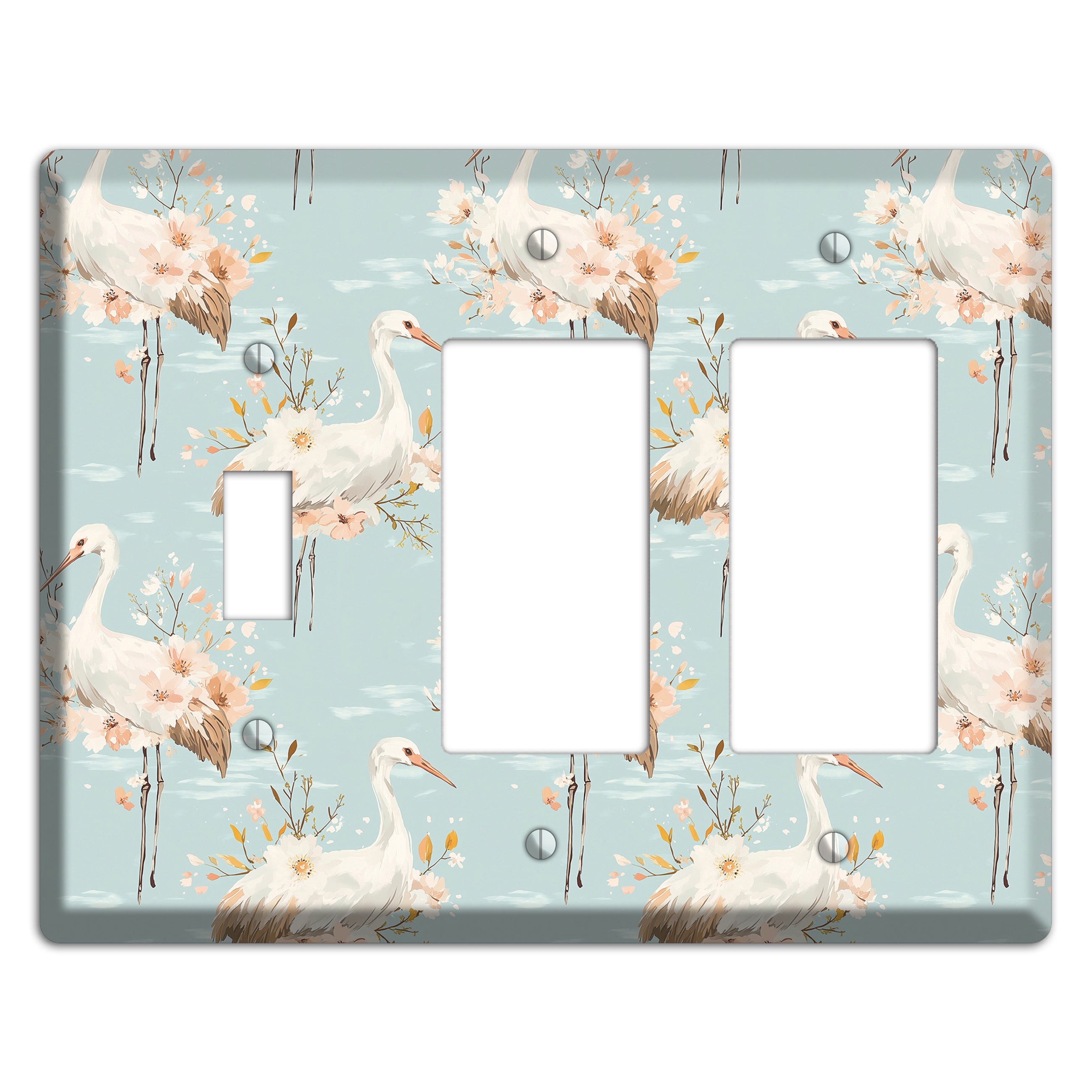 Celadon Crane Reverie Toggle / 2 Rocker Wallplate