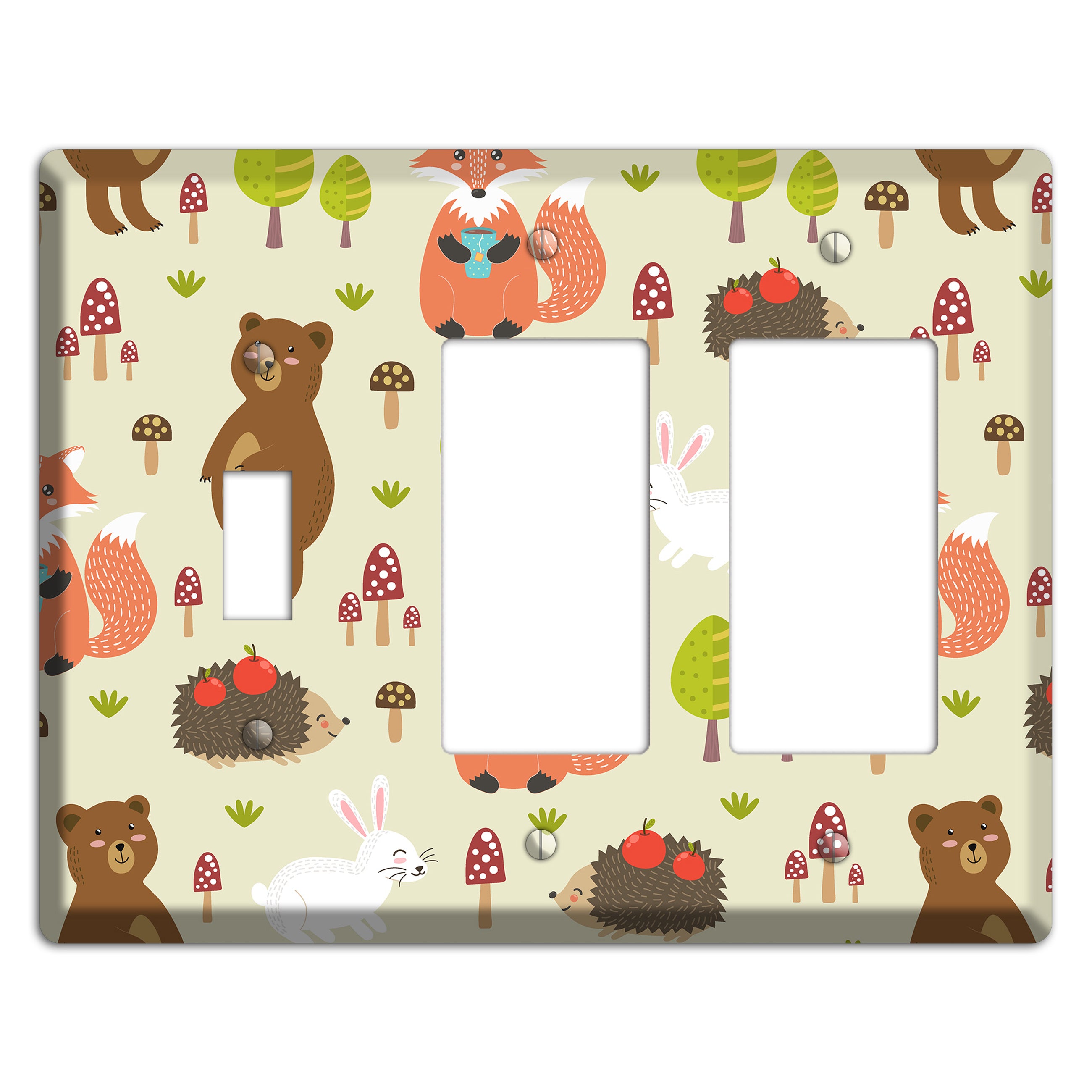 Forest Critters (Beige) Toggle / 2 Rocker Wallplate