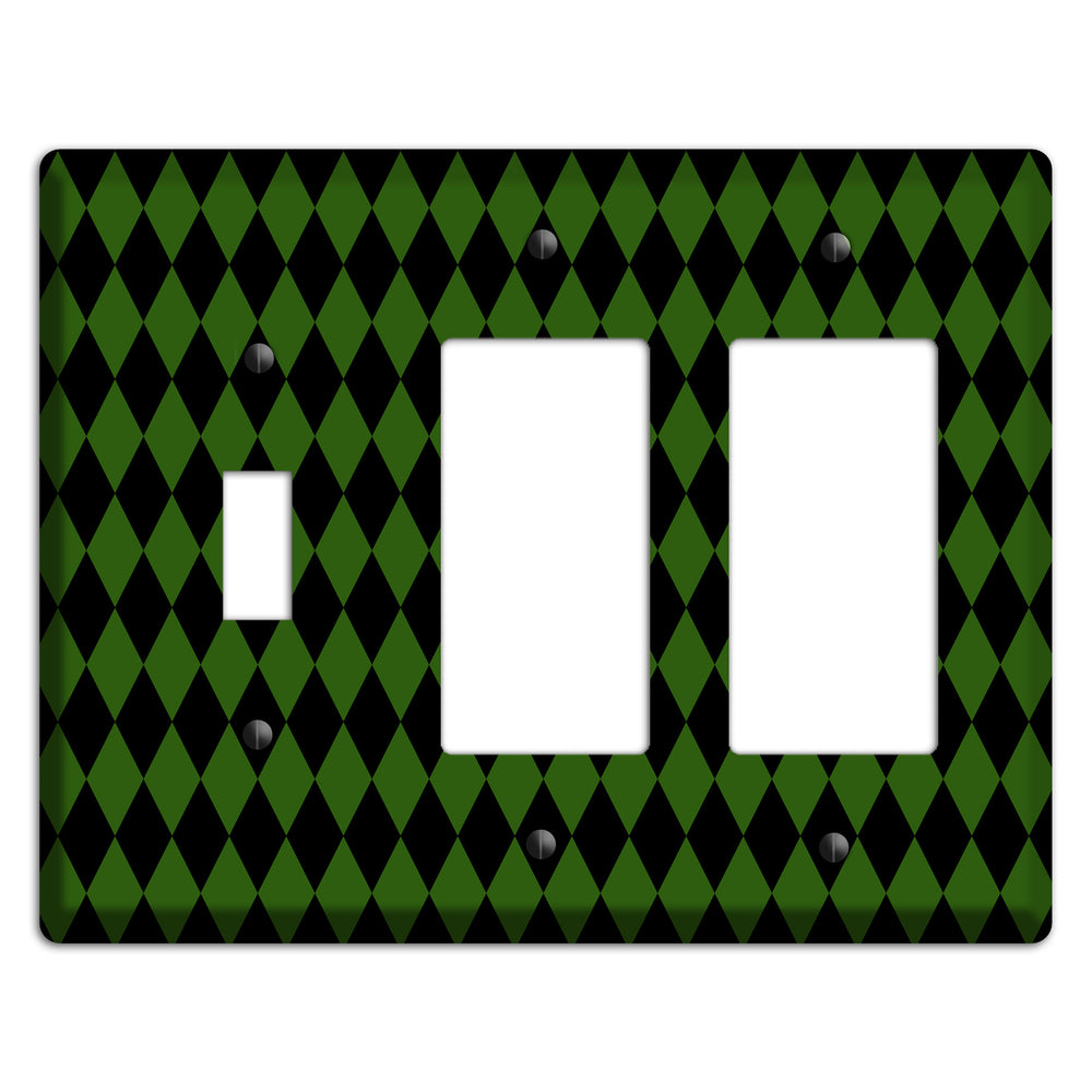 Jester's Diamonds: Green Toggle / 2 Rocker Wallplate